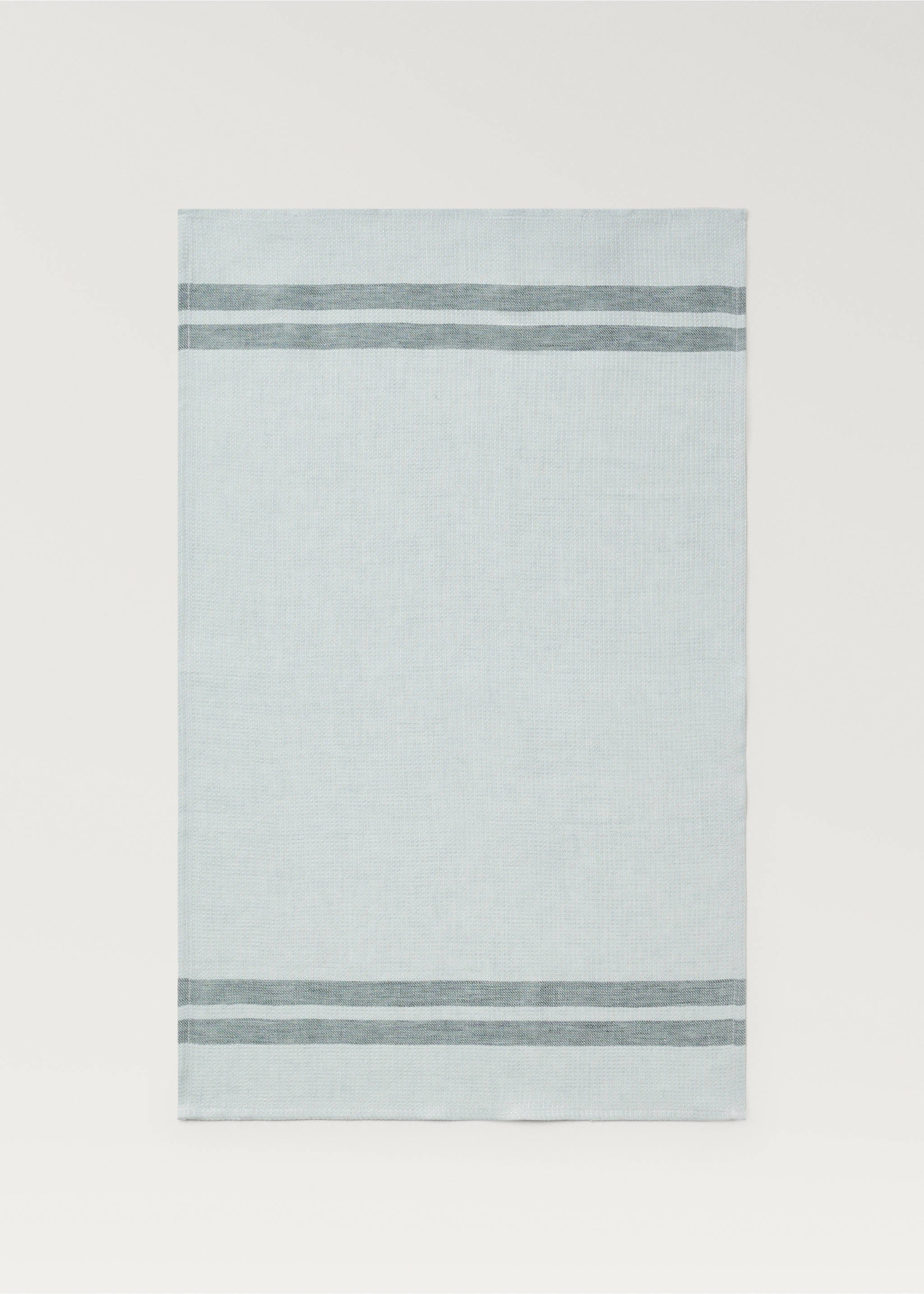 Gestreiftes Geschirrhandtuch aus Leinen mit Waffel-Piqué - Detail des Artikels 1, Minzgrün. Ref: 87093308-00.