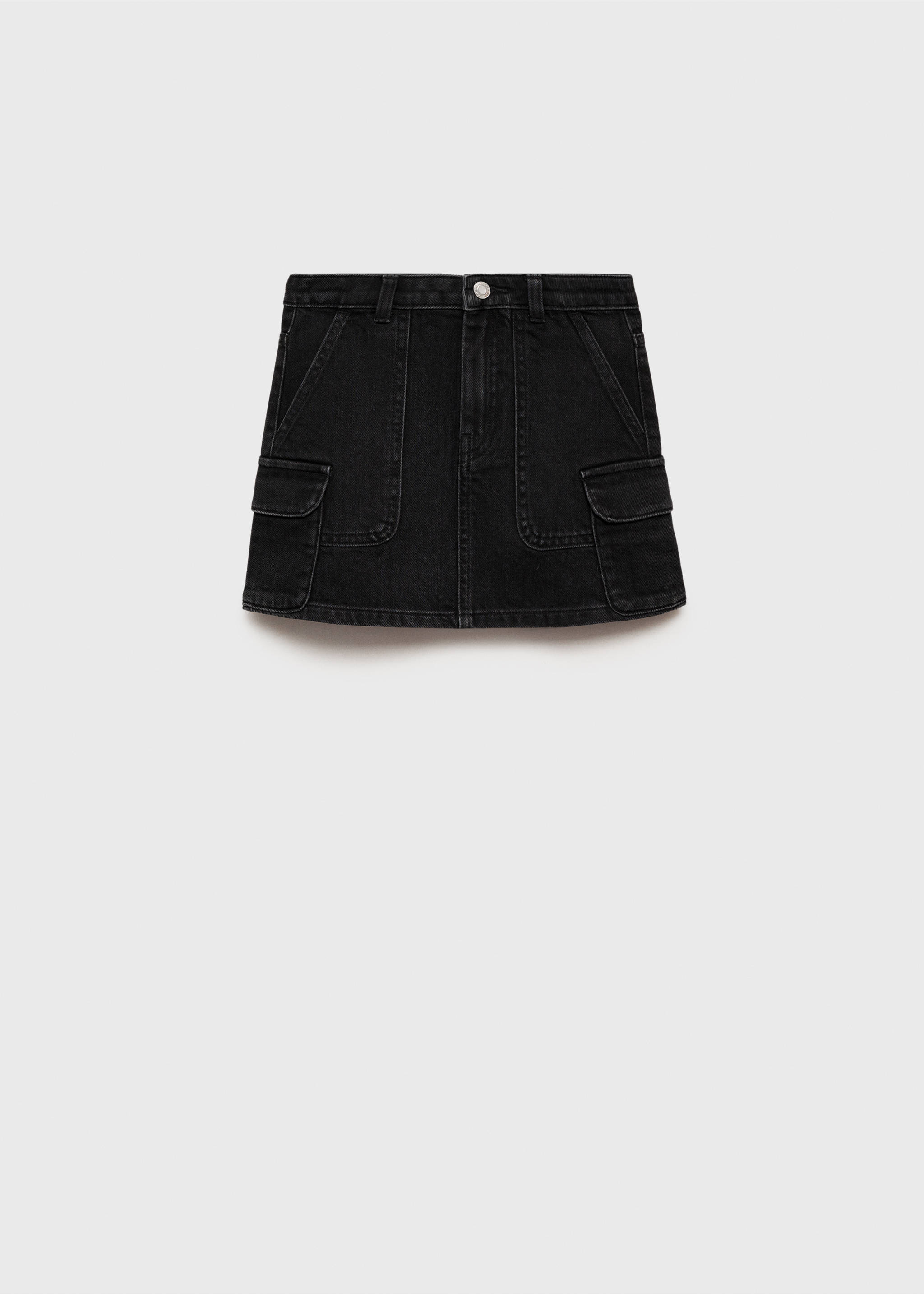Denim mini-skirt - Article without model, Black denim. Ref: 87093632-00.