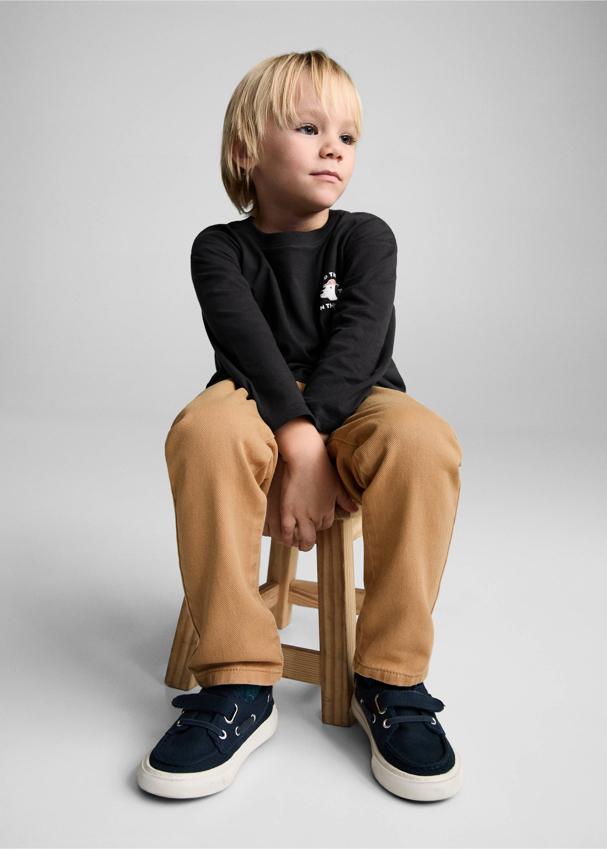 Pantalons cotó prims - Pla mig, Marró mitjà. Ref: 87093643-00.