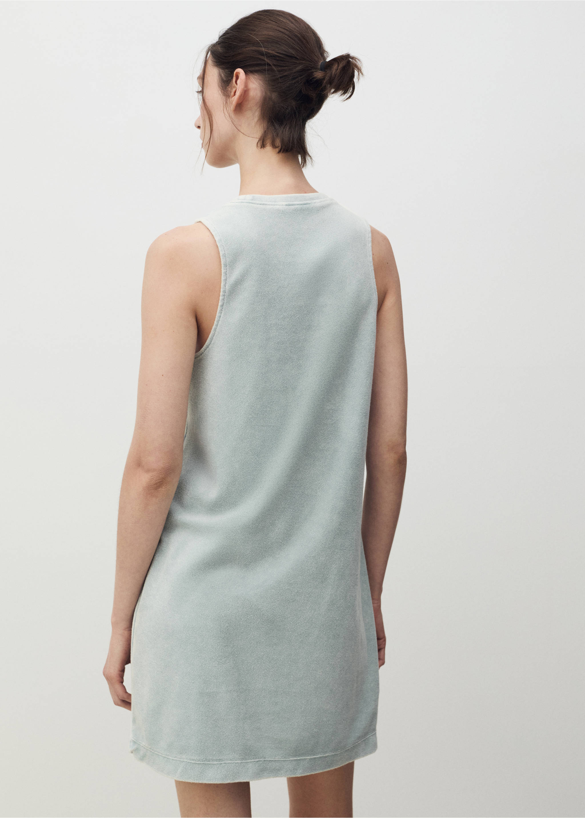Overdyed terry cotton nightgown - Reverse of the article, Mint Green. Ref: 87093652-00.