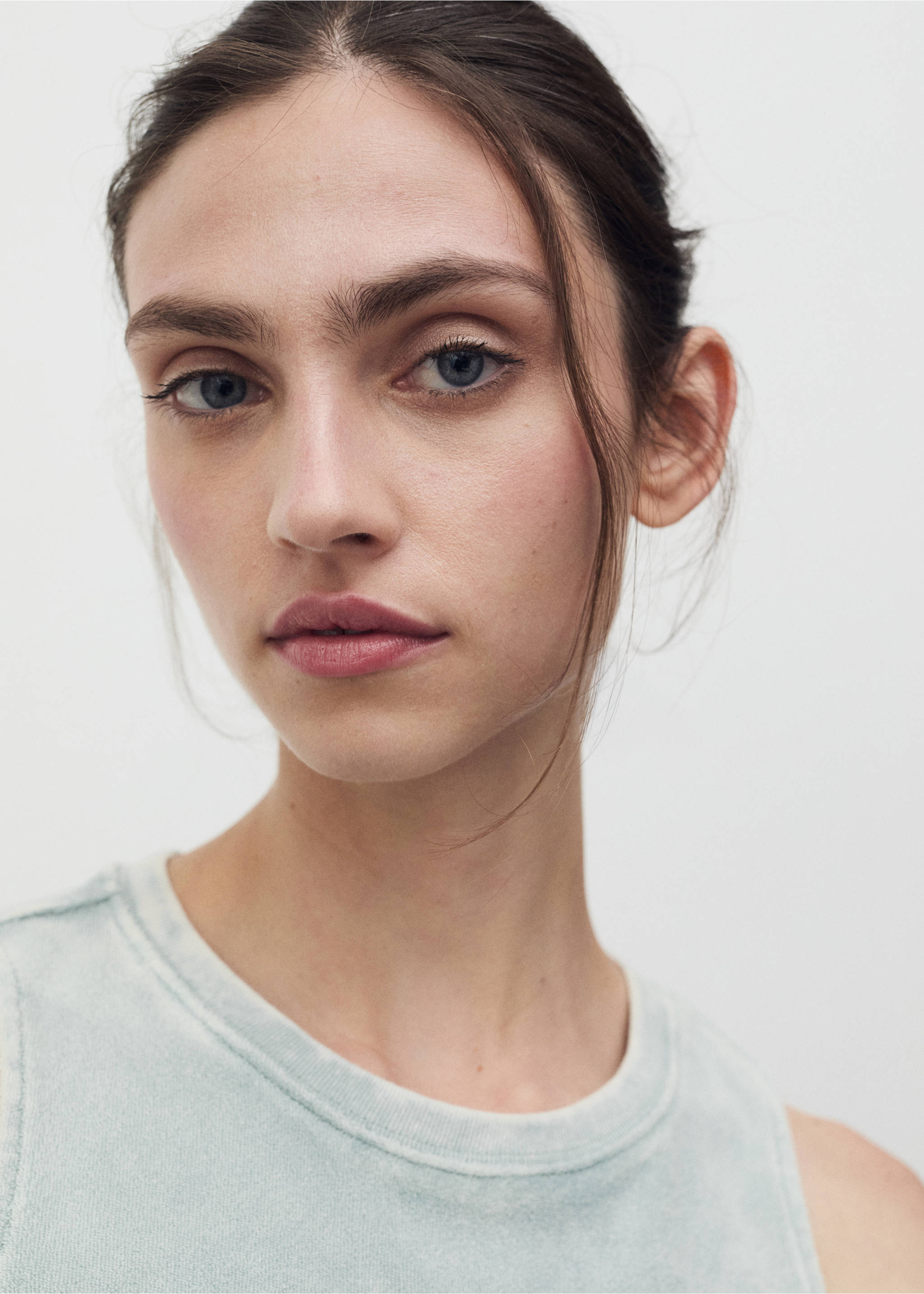 Overdyed terry cotton nightgown - Details of the article 1, Mint Green. Ref: 87093652-00.