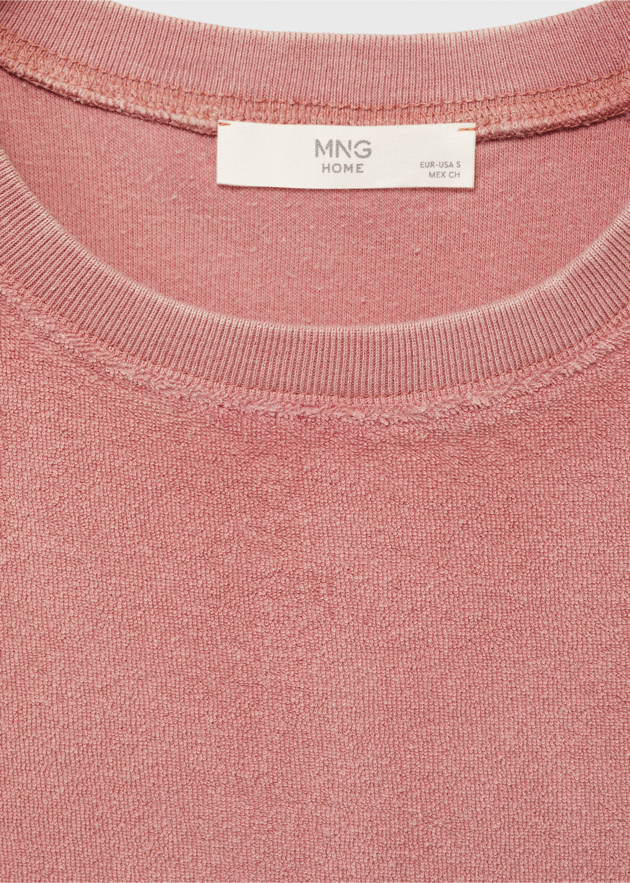 Overdyed terry cotton nightgown - Details of the article 8, Pink. Ref: 87093652-00.