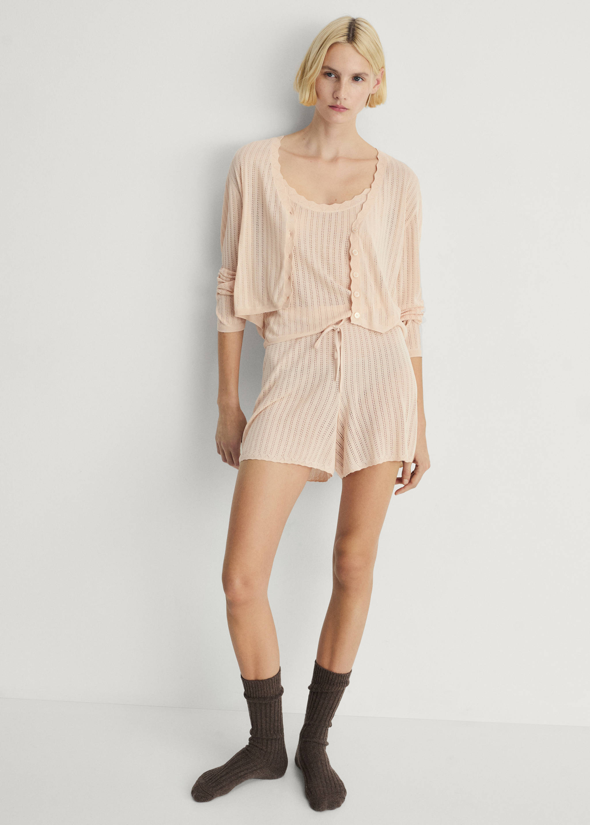 Pyjama top with pointelle detail - General plane