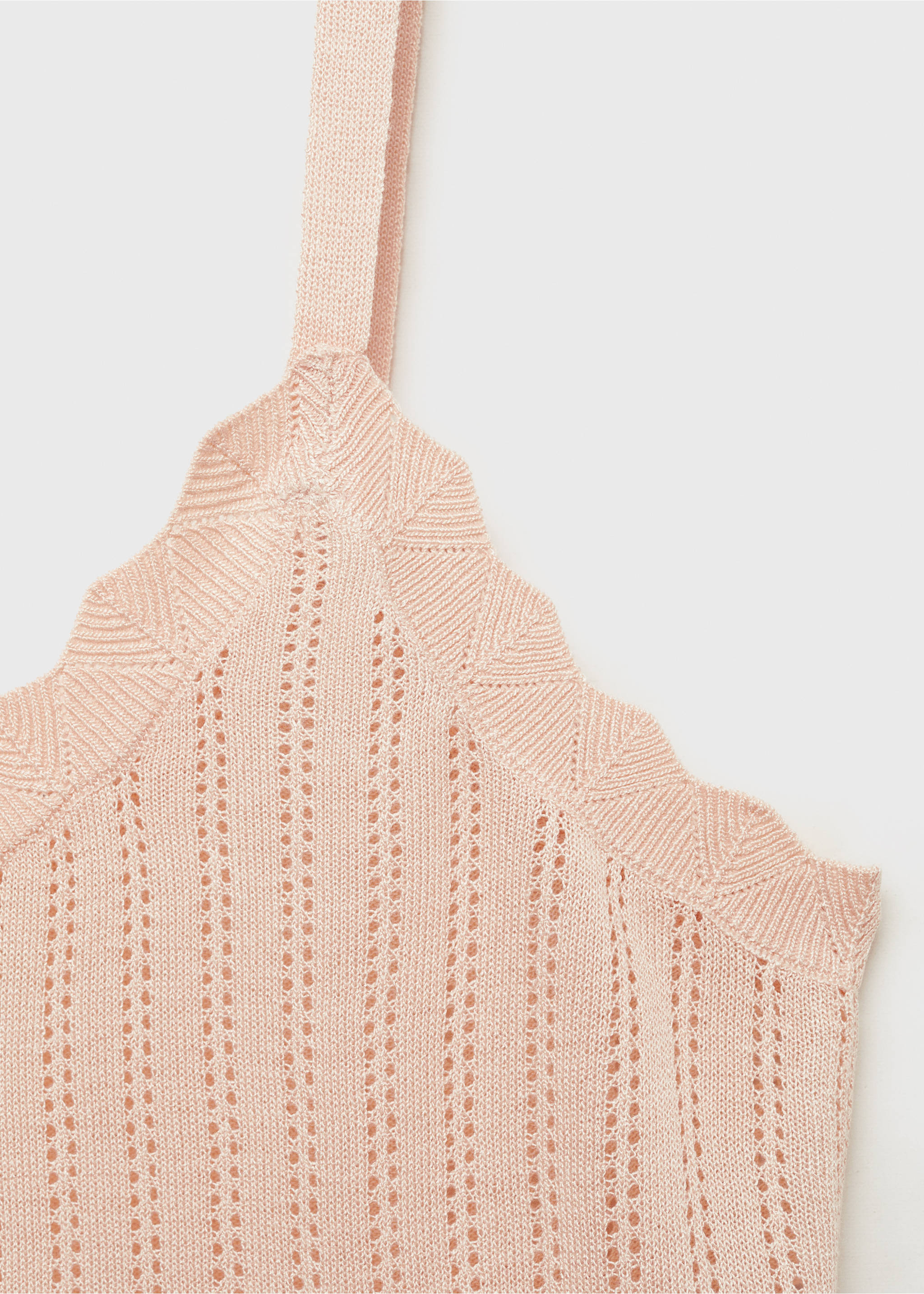 Pyjama top with pointelle detail - Details of the article 8, Salmon. Ref: 87094065-00.