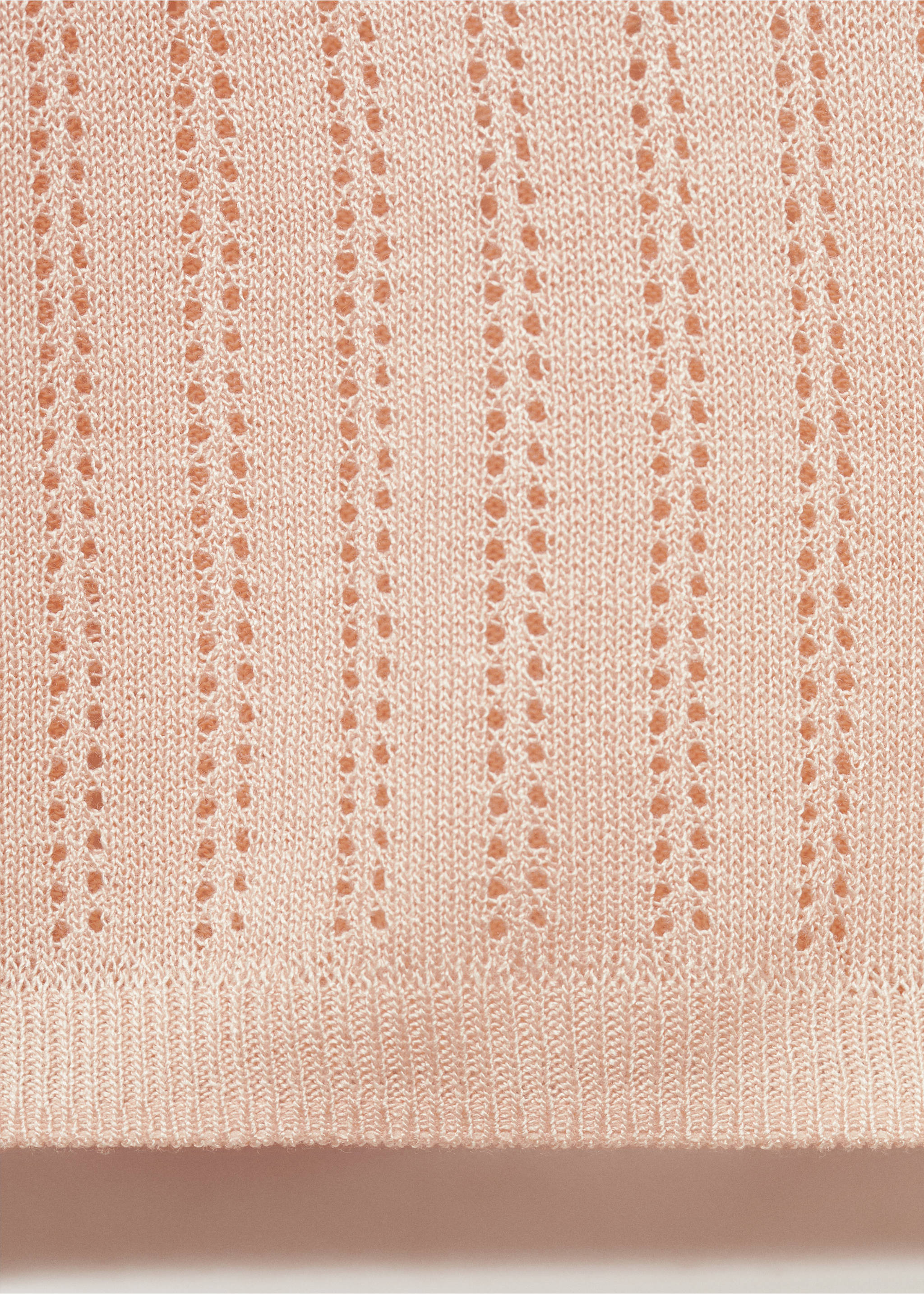 Pyjama top with pointelle detail - Details of the article 0, Salmon. Ref: 87094065-00.