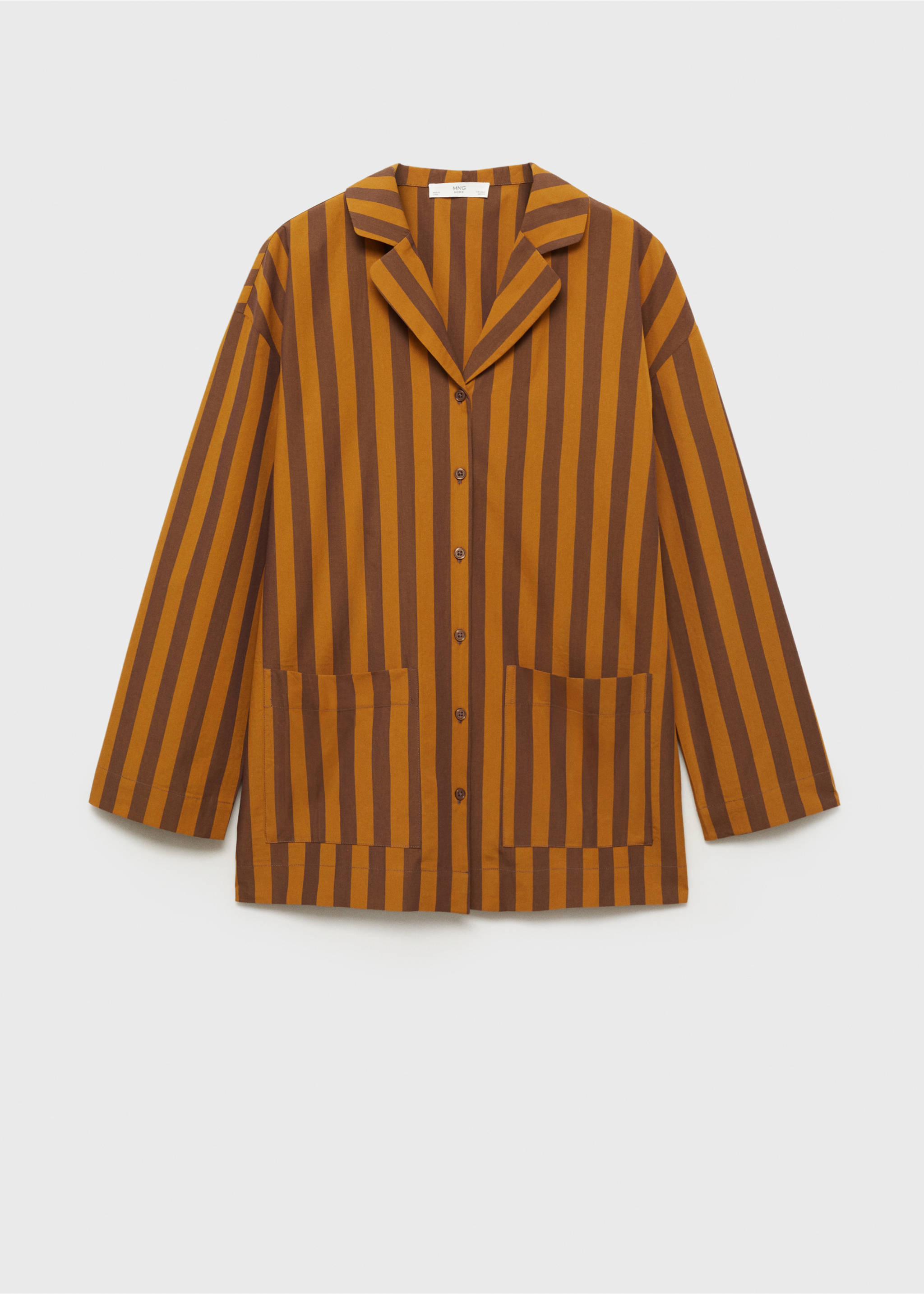 Two-tone woven striped long shirt - Article without model, Brown. Ref: 87094066-00.