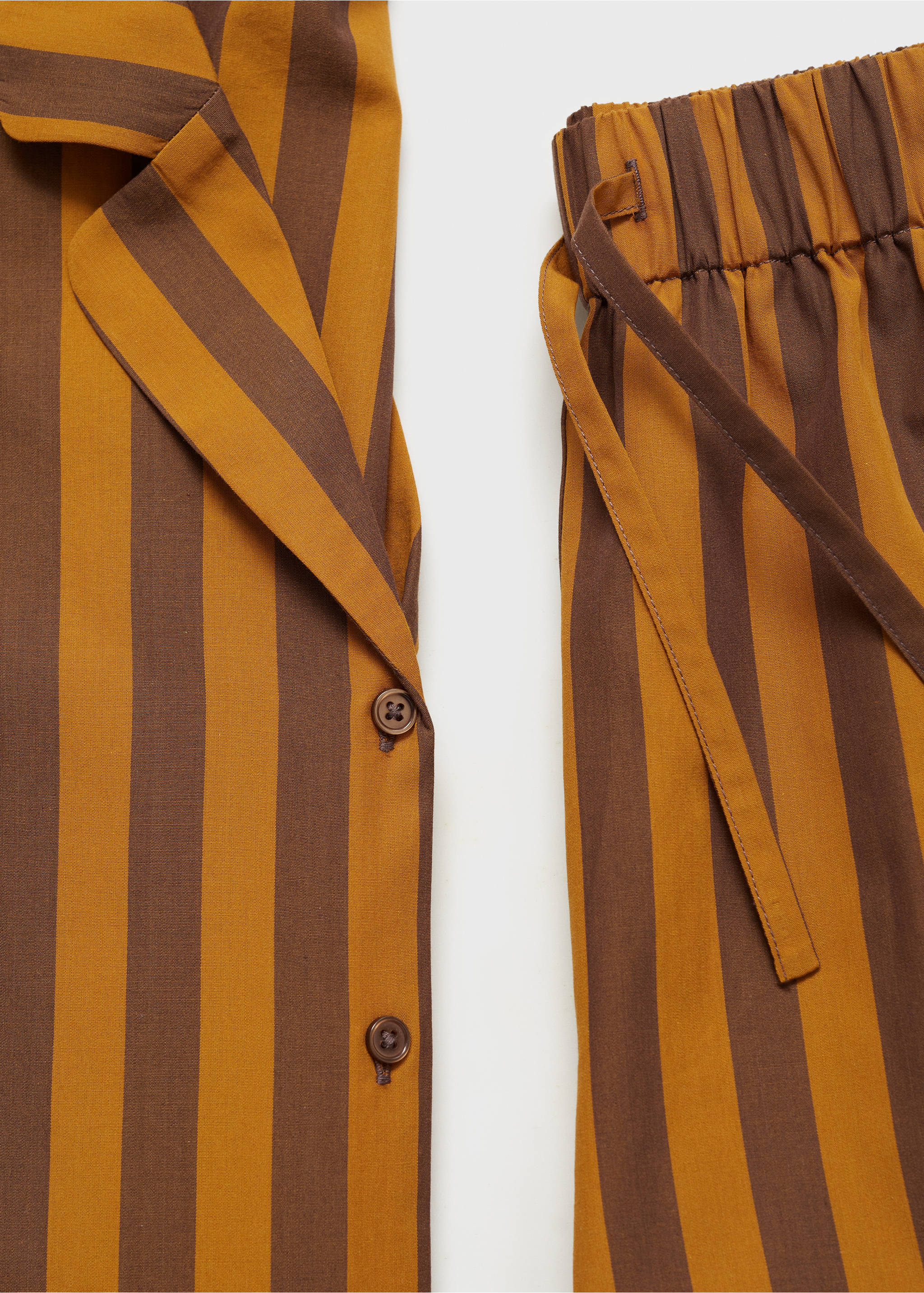 Two-tone woven striped long shirt - Details of the article 0, Brown. Ref: 87094066-00.
