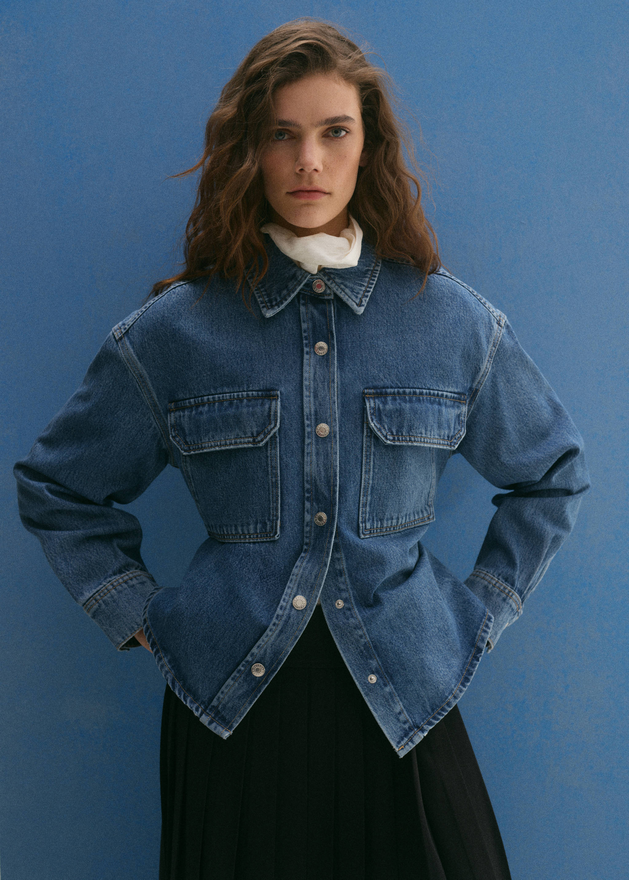 Denim overshirt pockets - Medium plane