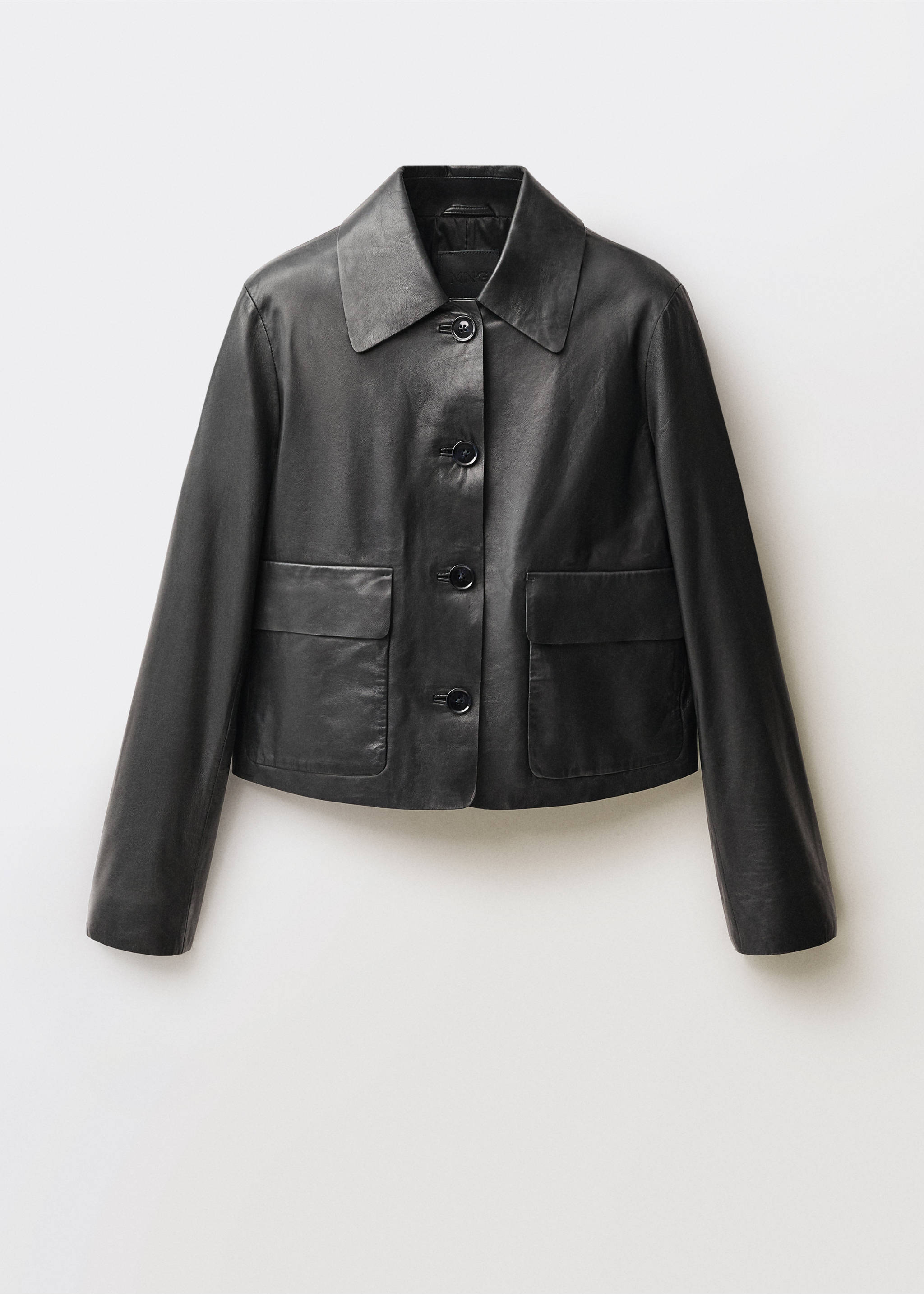 Buttoned leather jacket - Article without model, Black. Ref: 87094074-00.