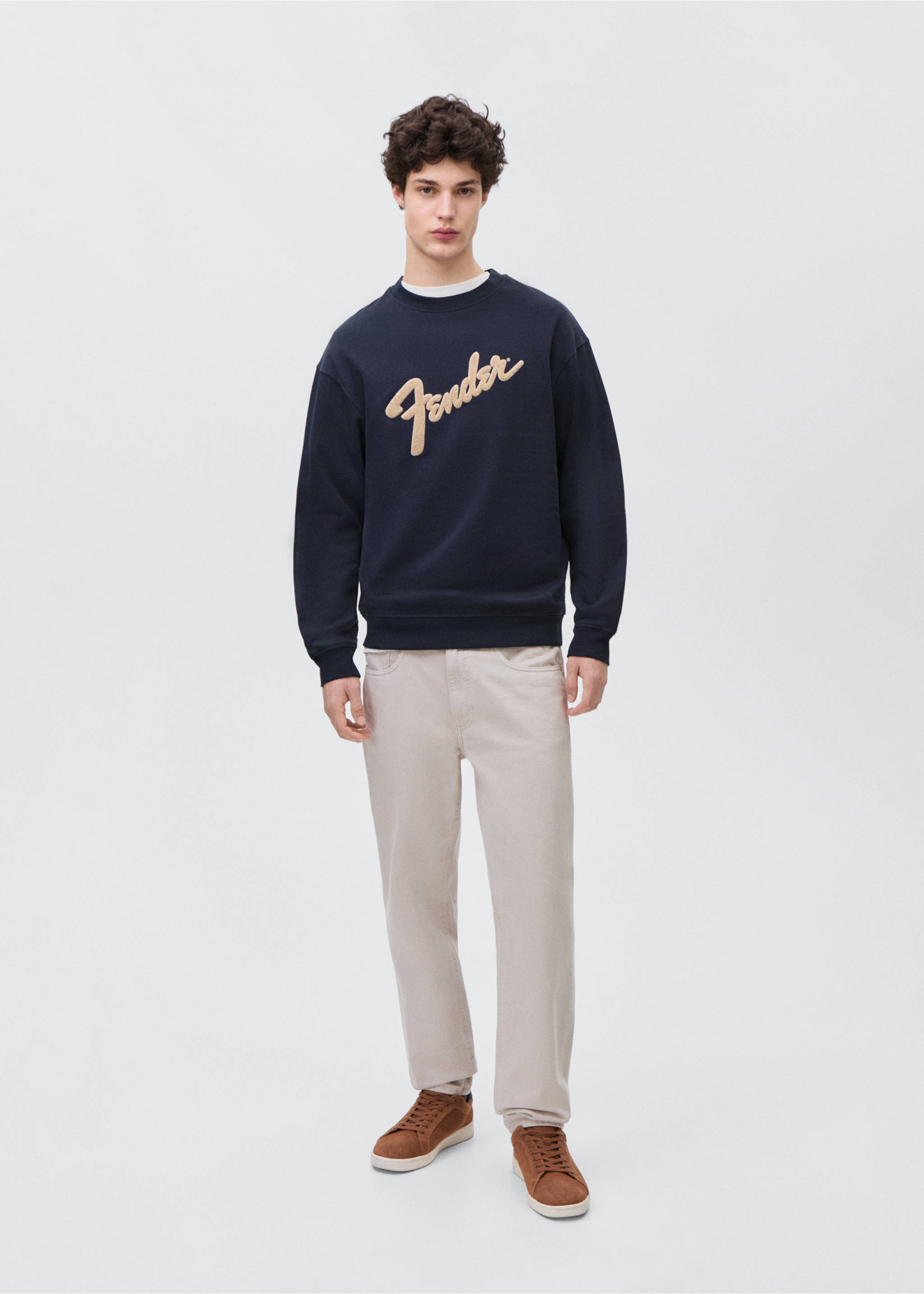 Dessuadora cotó missatge relleu - Pla general, Blau marí fosc. Ref: 87094076-00.