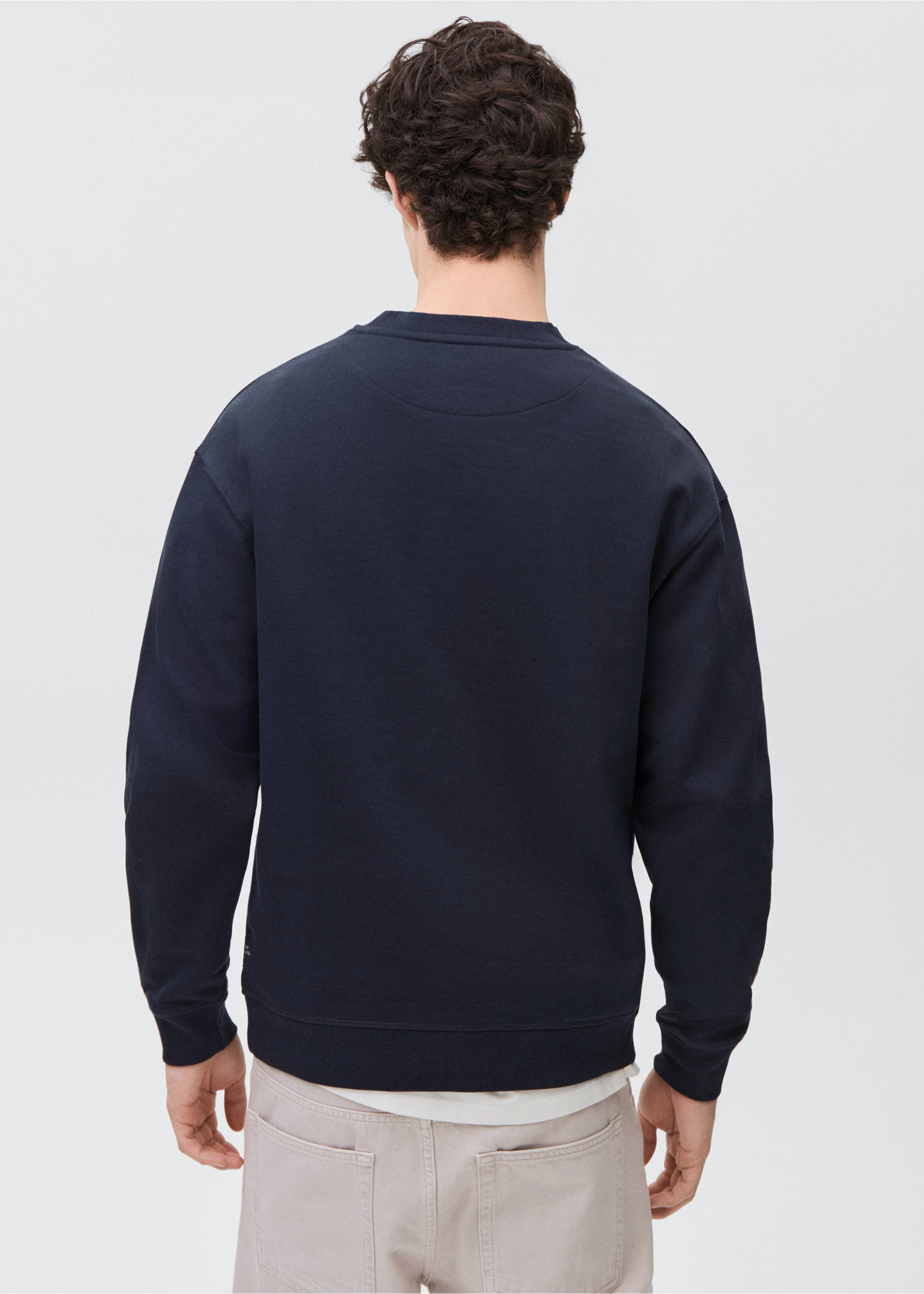 Dessuadora cotó missatge relleu - Revers de l'article, Blau marí fosc. Ref: 87094076-00.