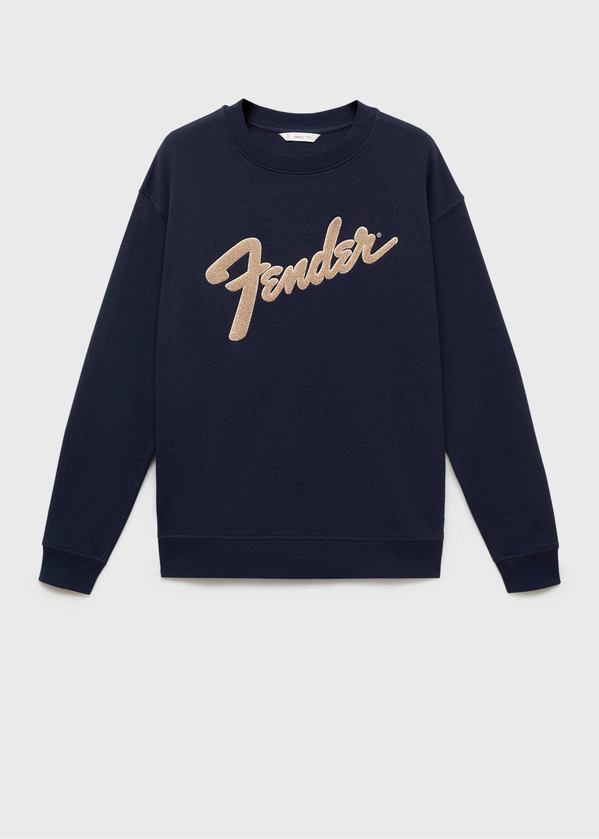 Cotton sweatshirt with embossed message - Article without model, Dark Navy. Ref: 87094076-00.