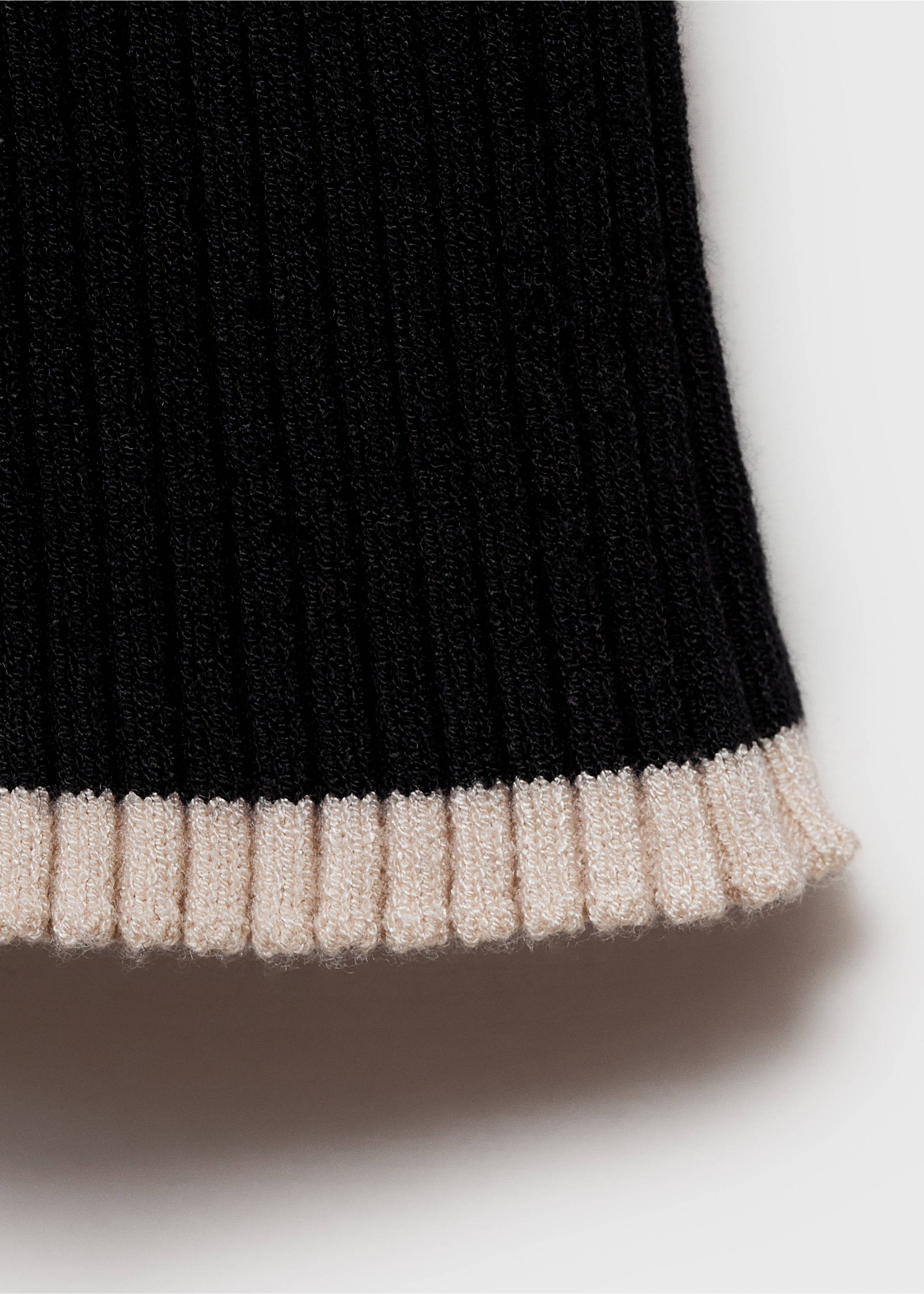 Contrast ribbed knit dress - Details of the article 0, Black. Ref: 87094077-00.