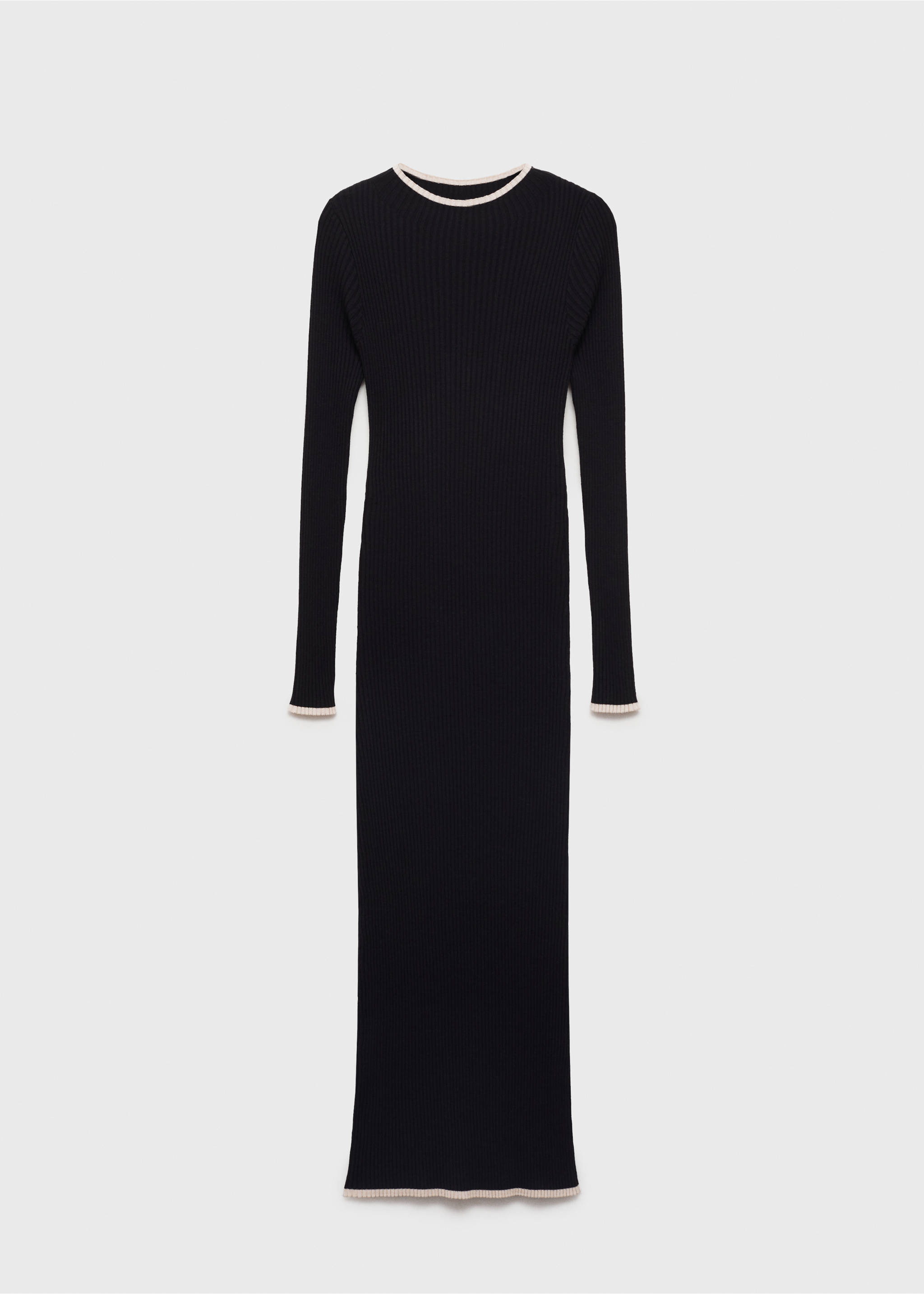 Robe maille liserés contrastants - Article sans modèle, Noir. Ref: 87094077-00.