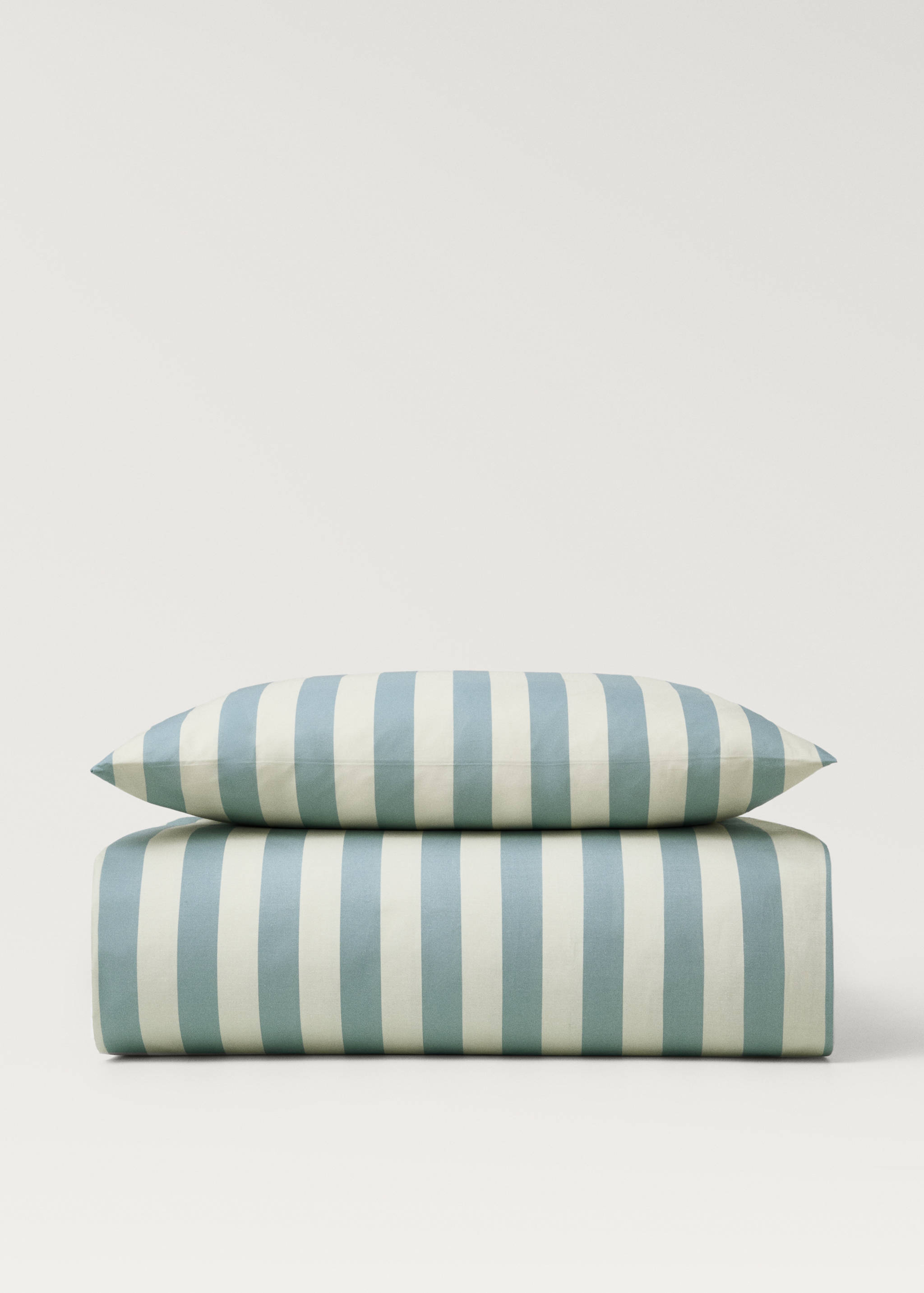 Cotton percale thick-striped duvet cover - Article without model