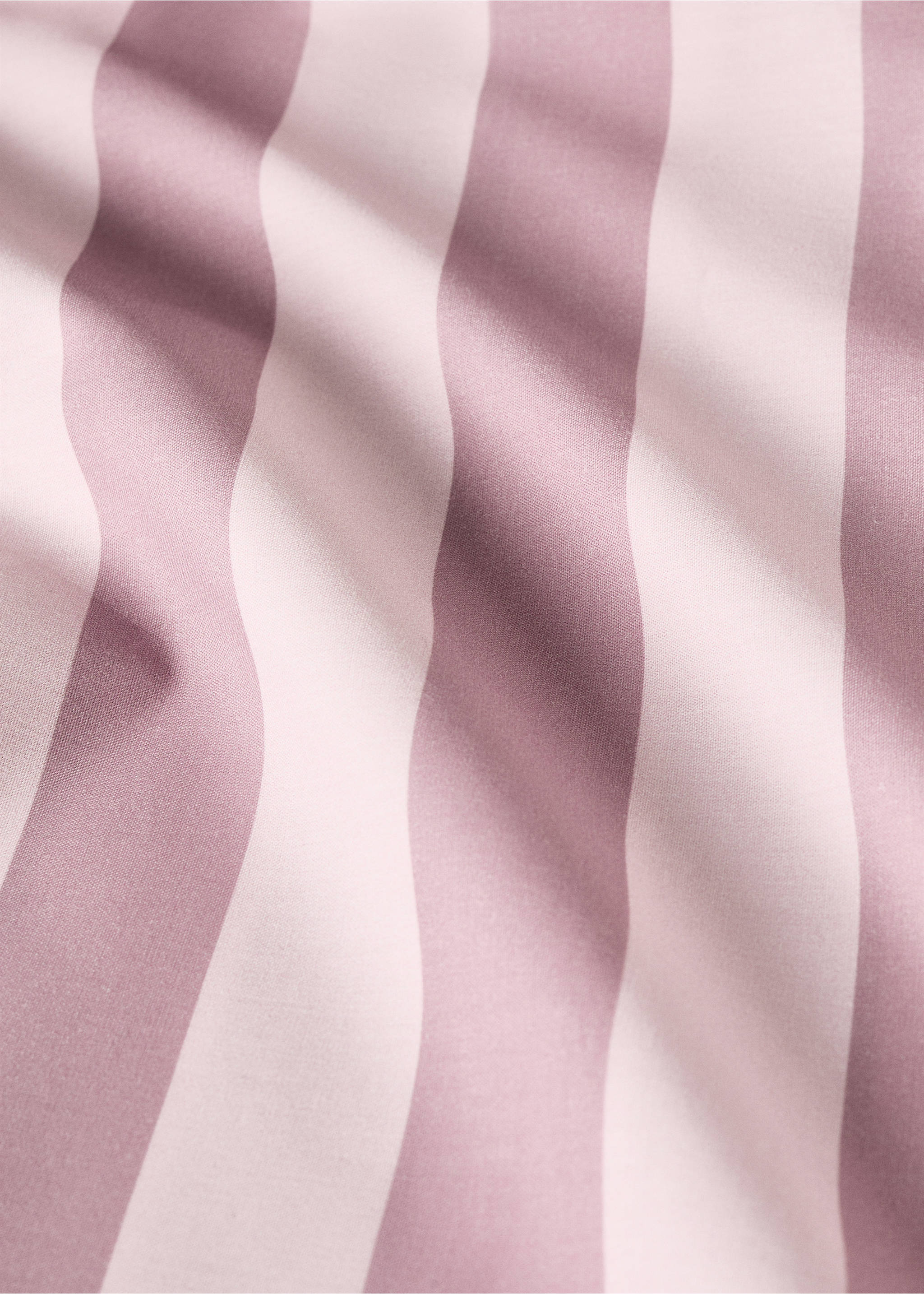 Cotton percale thick-striped duvet cover - Details of the article 2, Pink. Ref: 87094086-00.