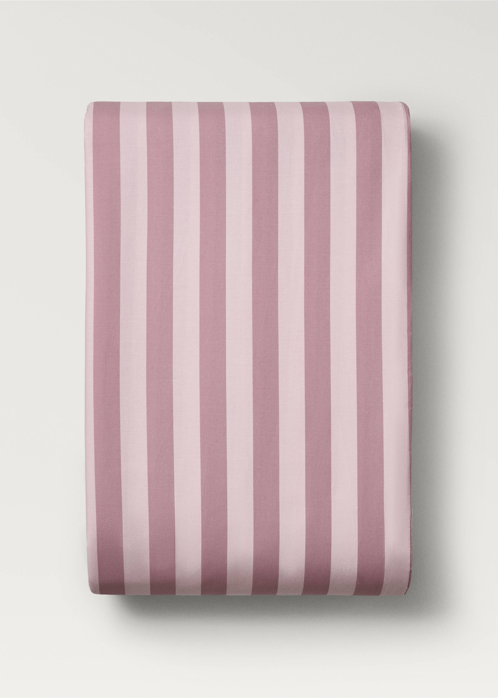 Cotton percale thick-striped duvet cover - Details of the article 4, Pink. Ref: 87094086-00.