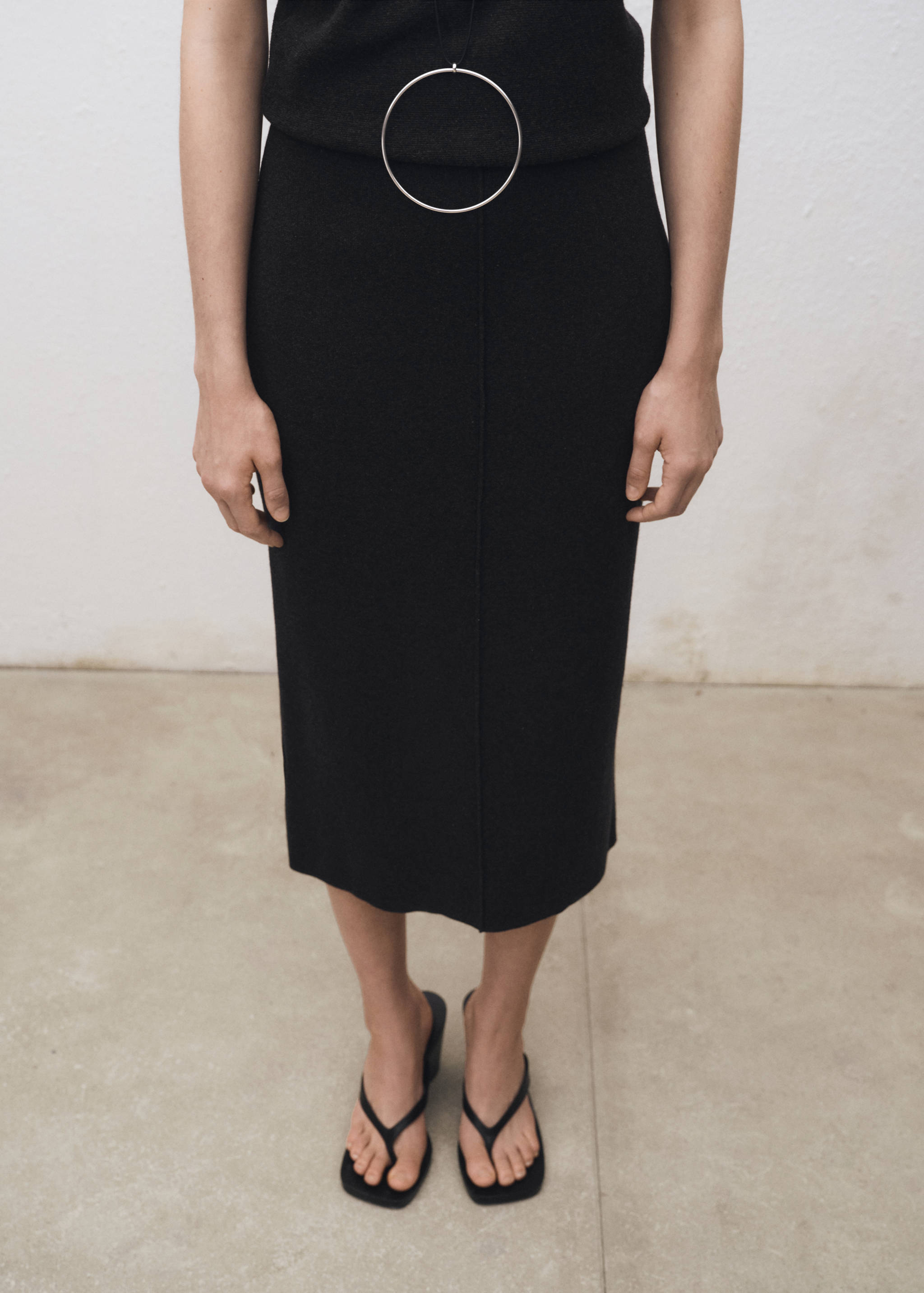 Wool-blend midi-skirt - Medium plane