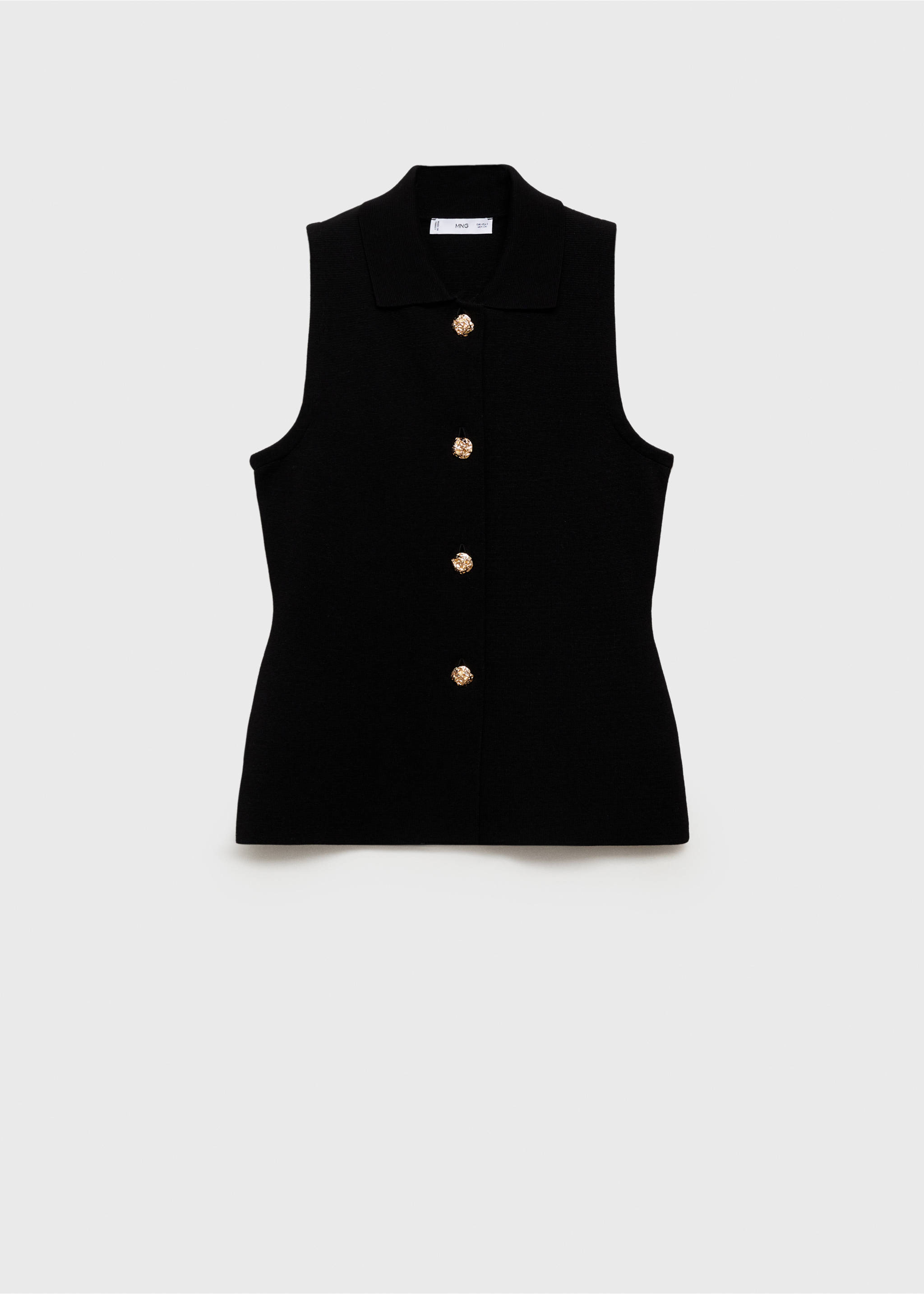 Knitted vest with jewel buttons - Article without model, Black. Ref: 87094089-00.