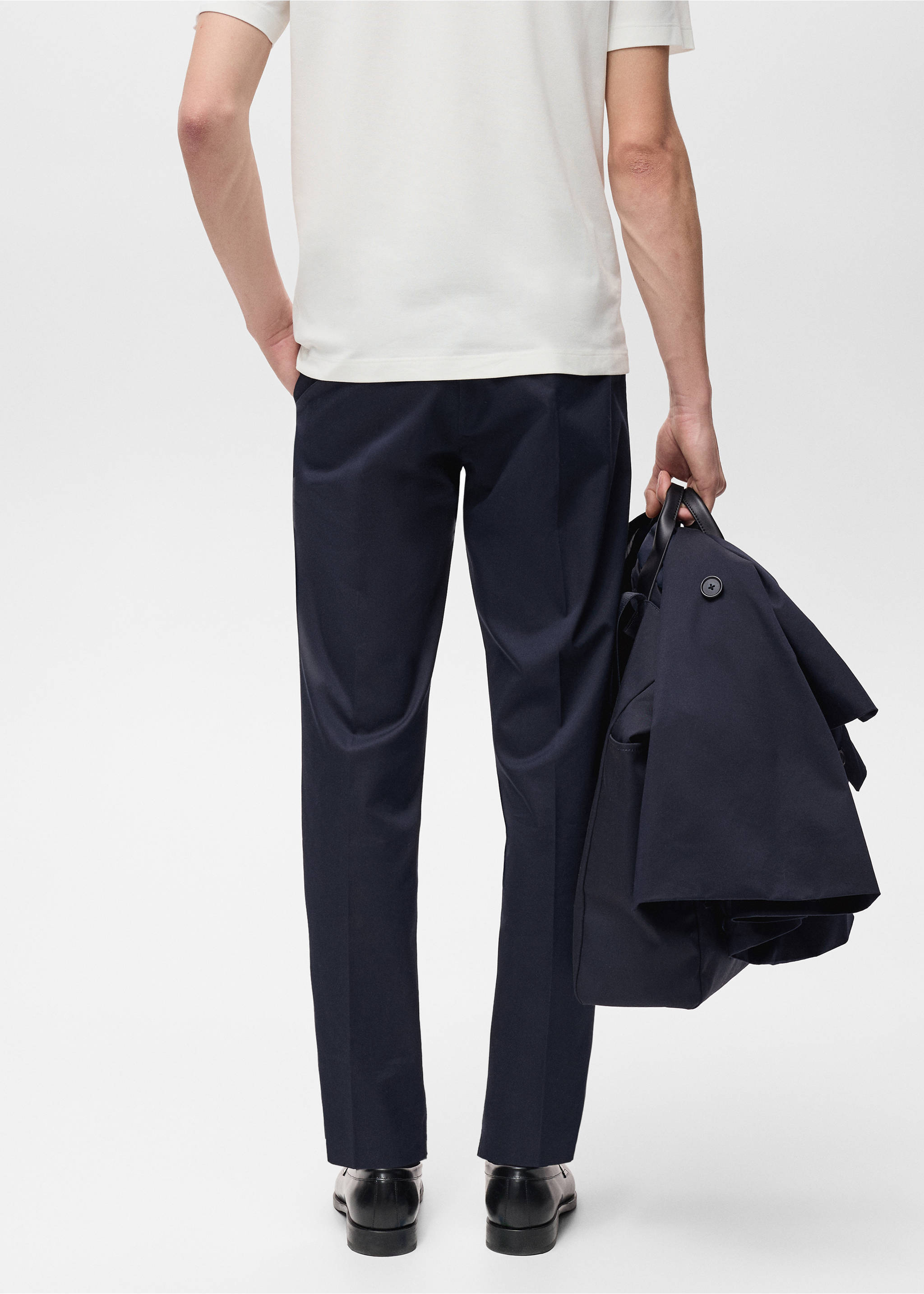 Dublino slim-fit chino trousers - Reverse of the article, Night Blue. Ref: 87094387-00.