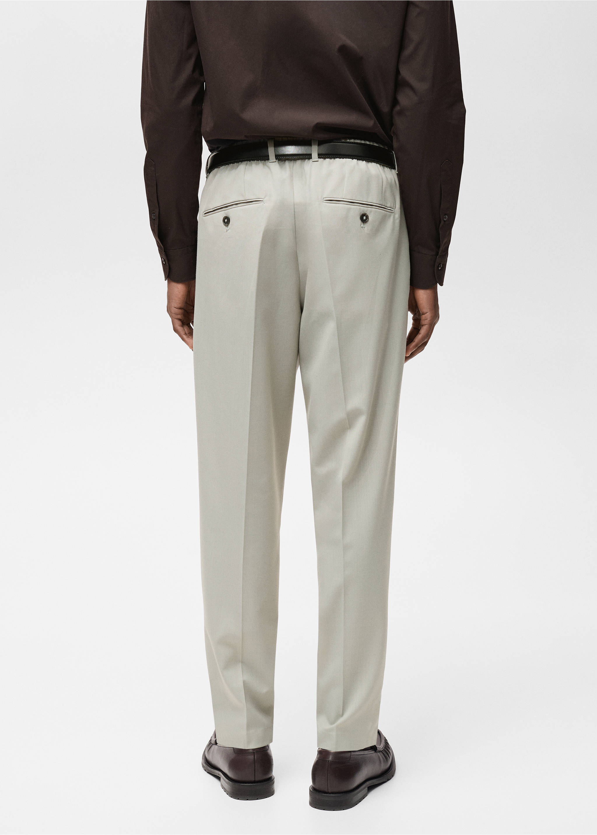 Slim-fit pleated cool wool trousers - Reverse of the article, Ice Grey. Ref: 87094388-00.