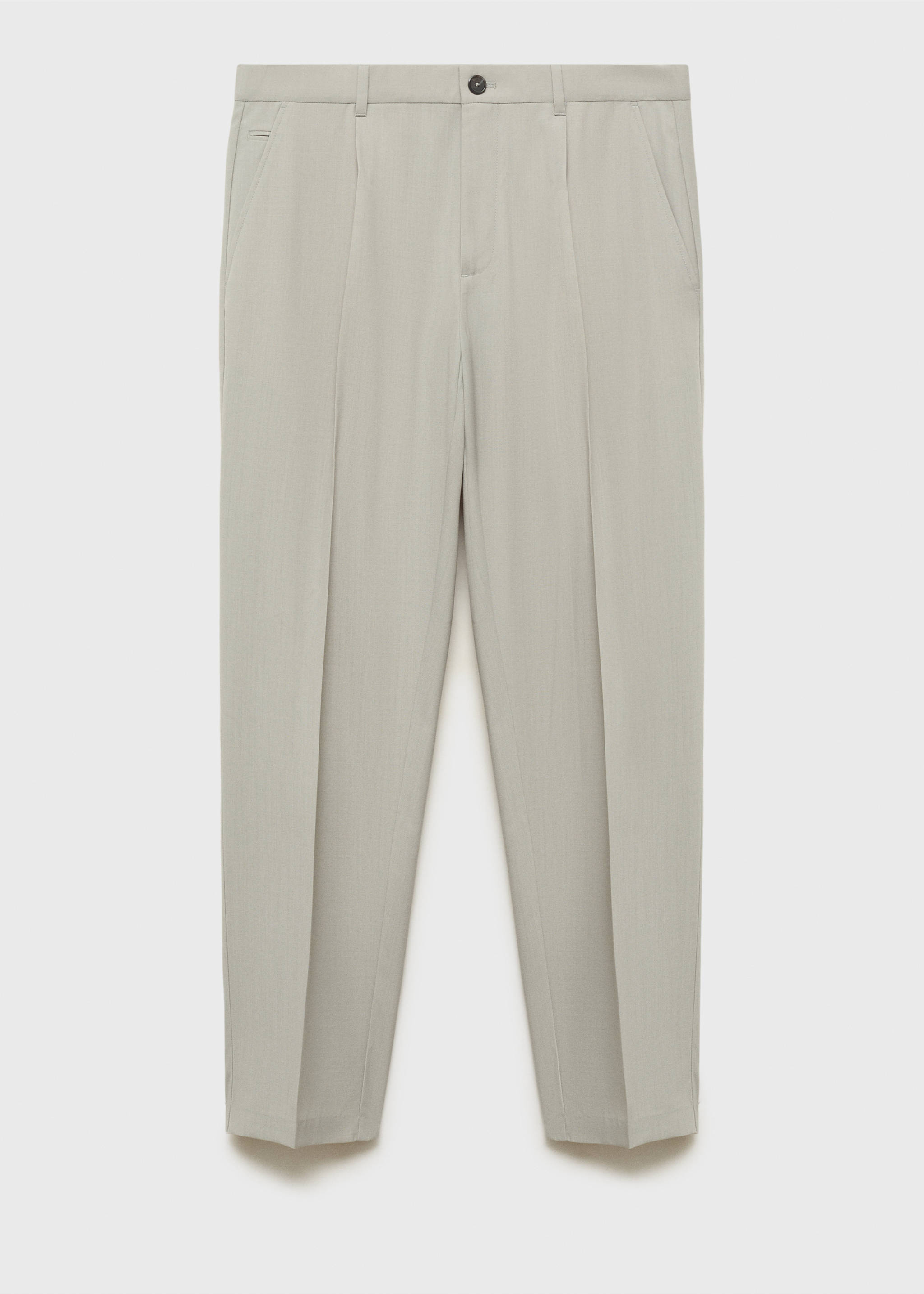 Slim-fit pleated cool wool trousers - Article without model, Ice Grey. Ref: 87094388-00.