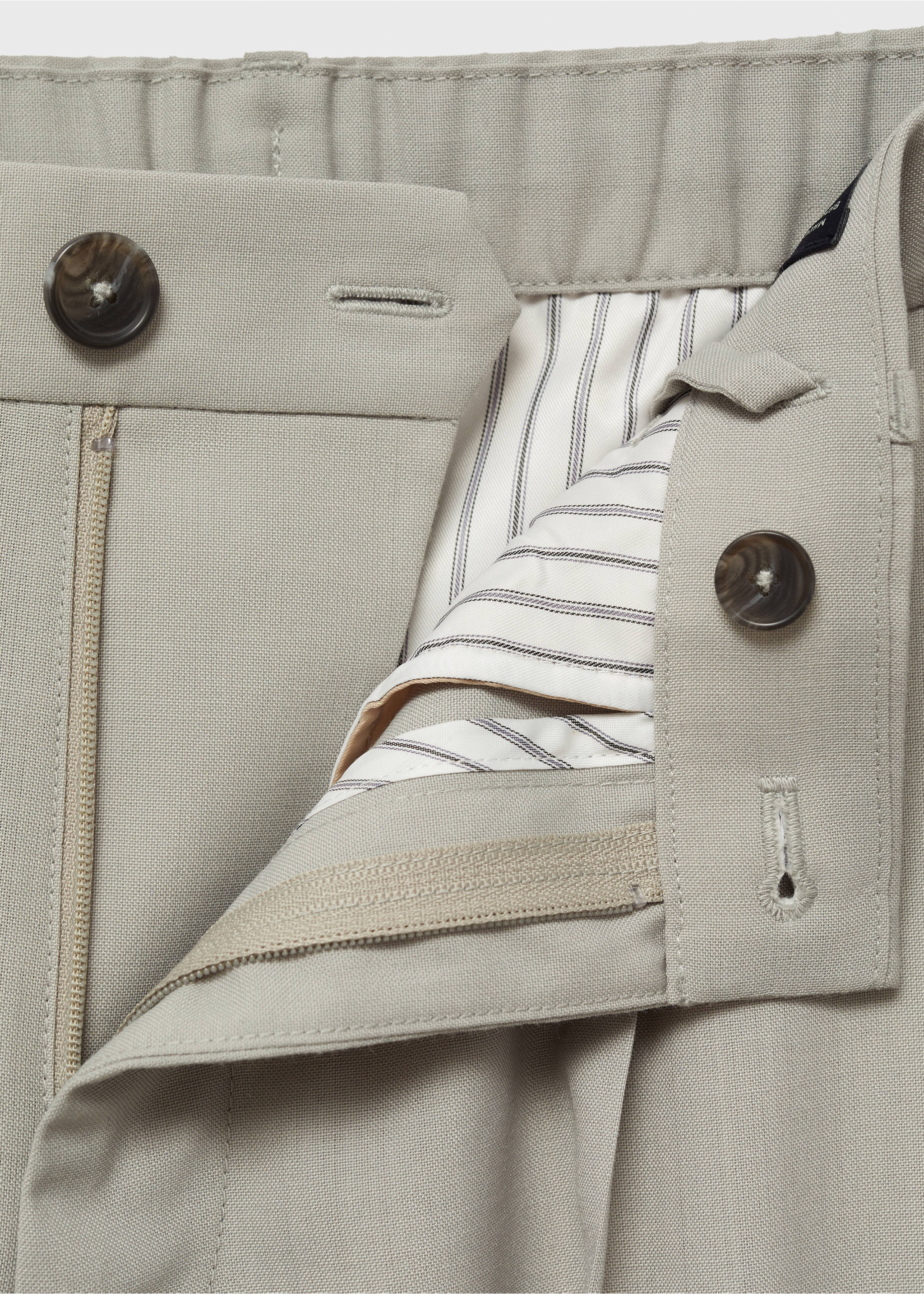 Slim-fit pleated cool wool trousers - Details of the article 8, Ice Grey. Ref: 87094388-00.