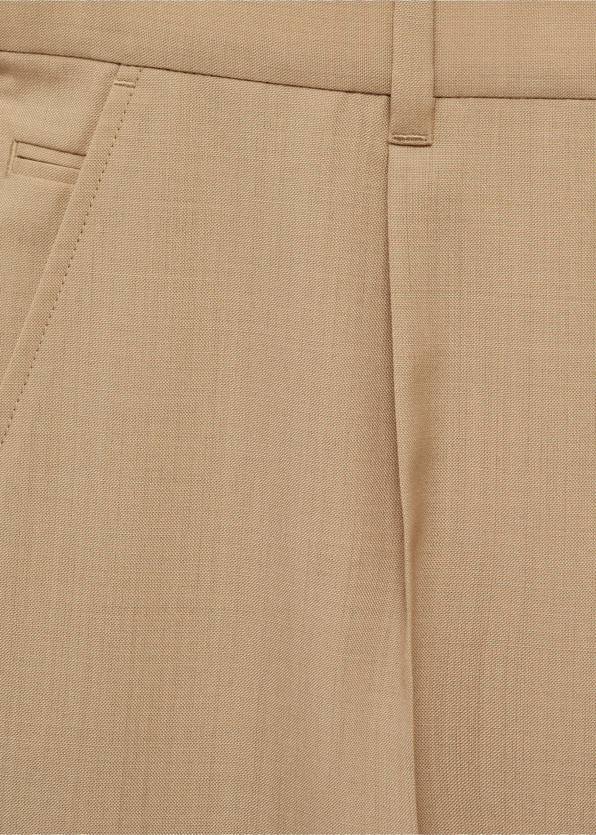 Slim-fit pleated cool wool trousers - Details of the article 0, Medium Brown. Ref: 87094388-00.