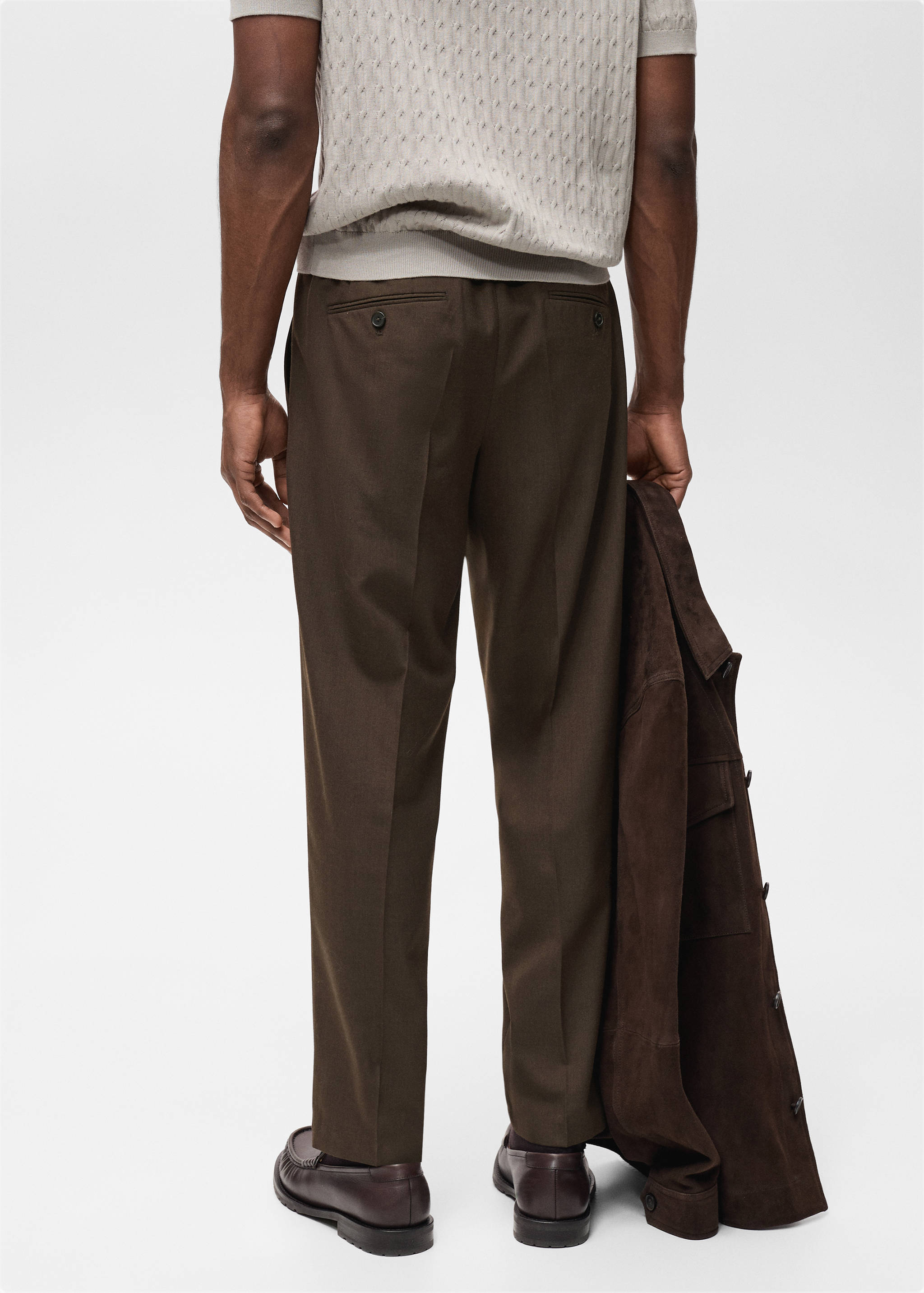 Slim-fit pleated cool wool trousers - Reverse of the article
