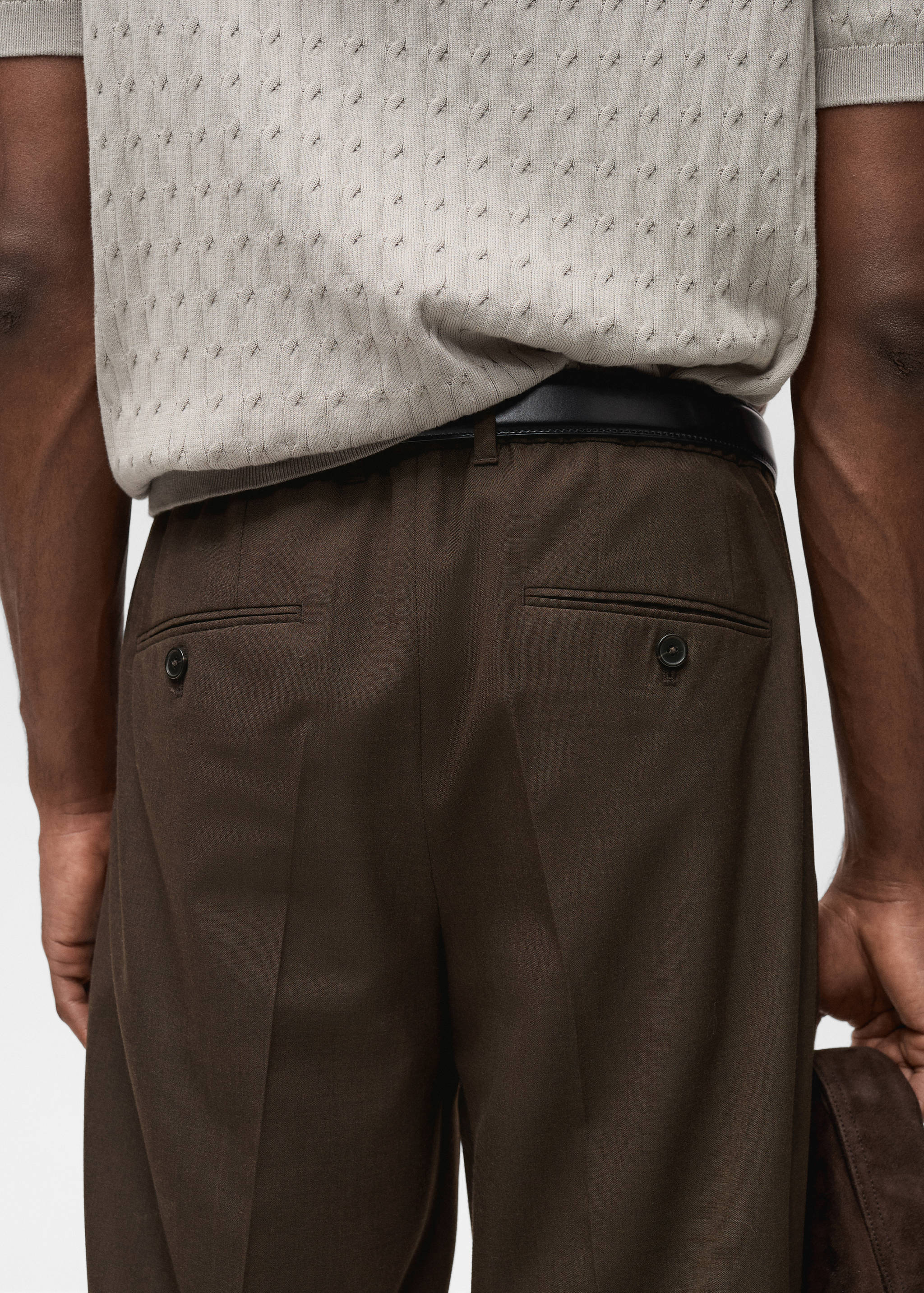 Slim-fit pleated cool wool trousers - Details of the article 6