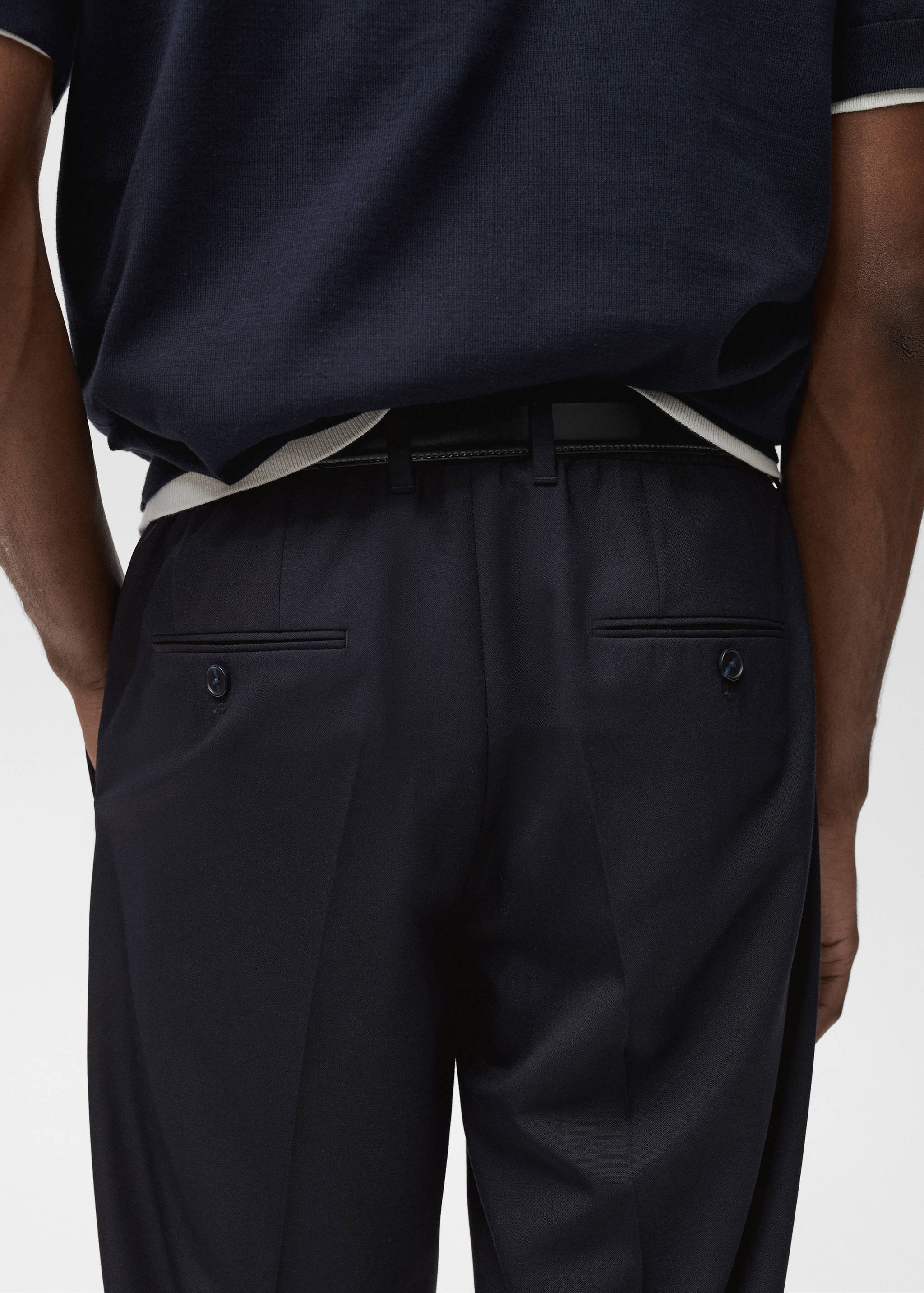 Slim-fit pleated cool wool trousers - Details of the article 6