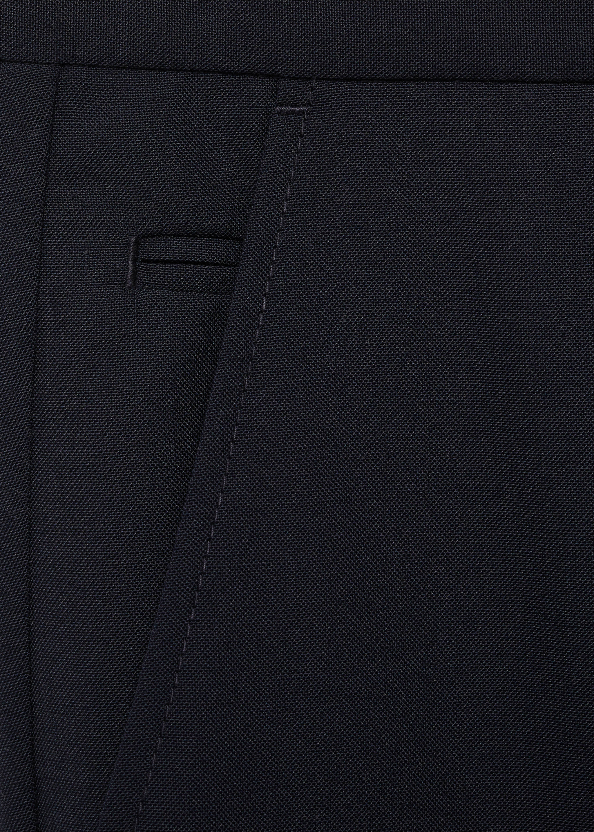 Slim-fit bandplooibroek van koele wol - Detail van het artikel 0, Nachtblauw. Ref: 87094388-00.