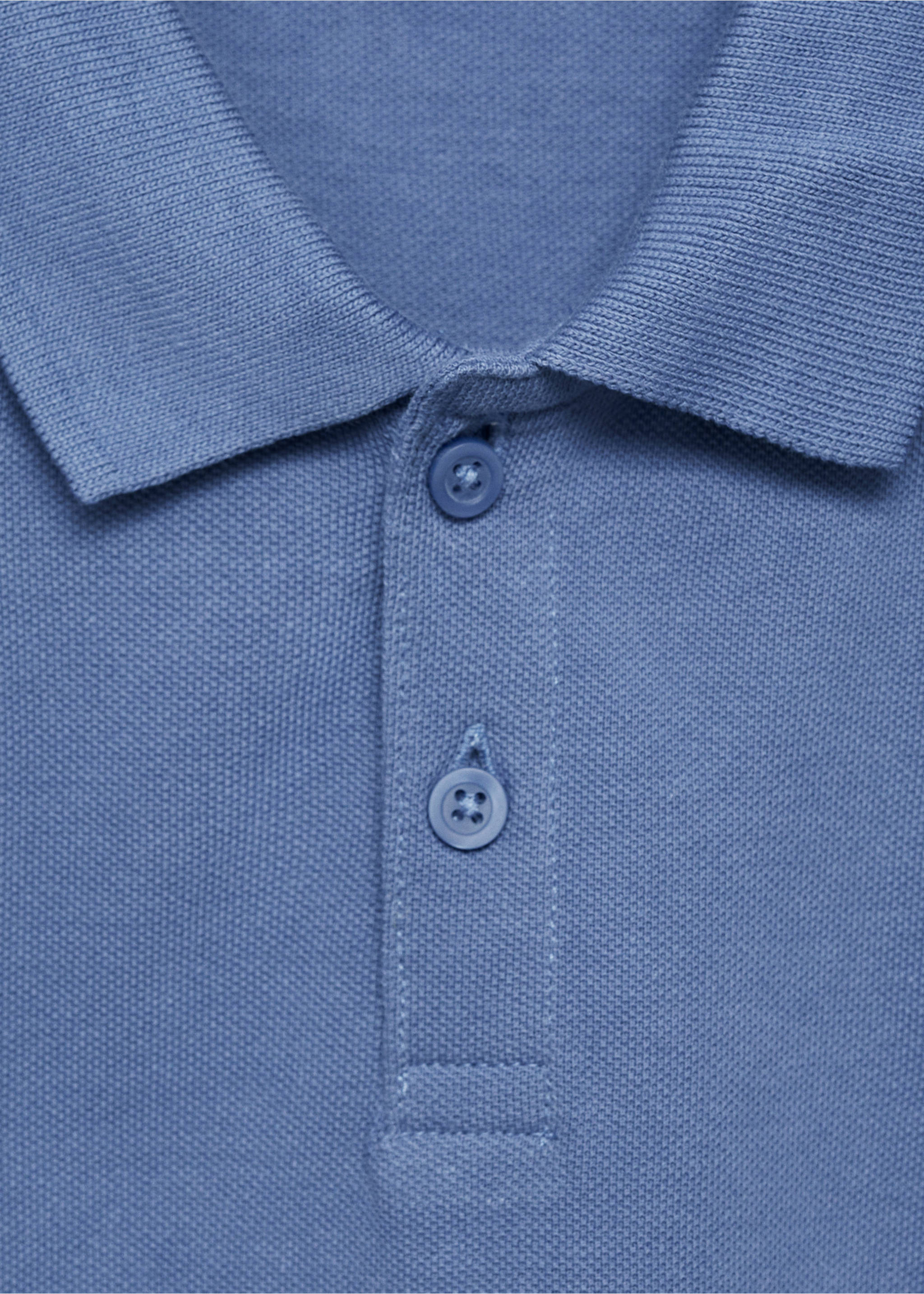 Short-sleeved cotton polo shirt - Details of the article 8, Blue. Ref: 87094389-00.