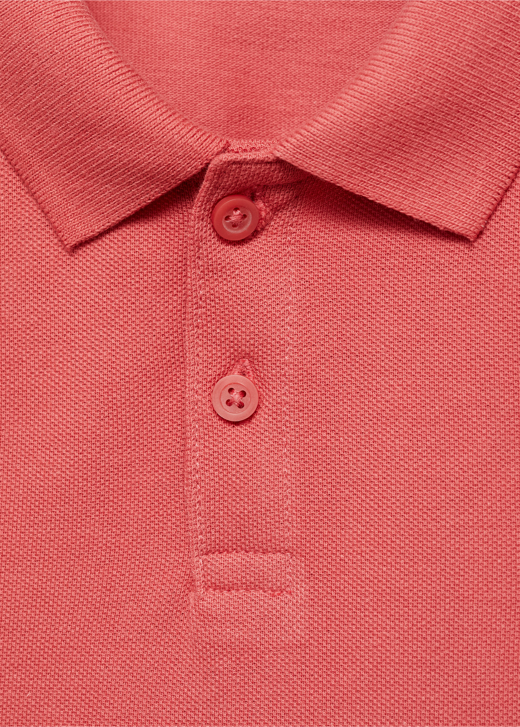 Kurzarm-Poloshirt aus Baumwolle - Detail des Artikels 8, Korallrot. Ref: 87094389-00.