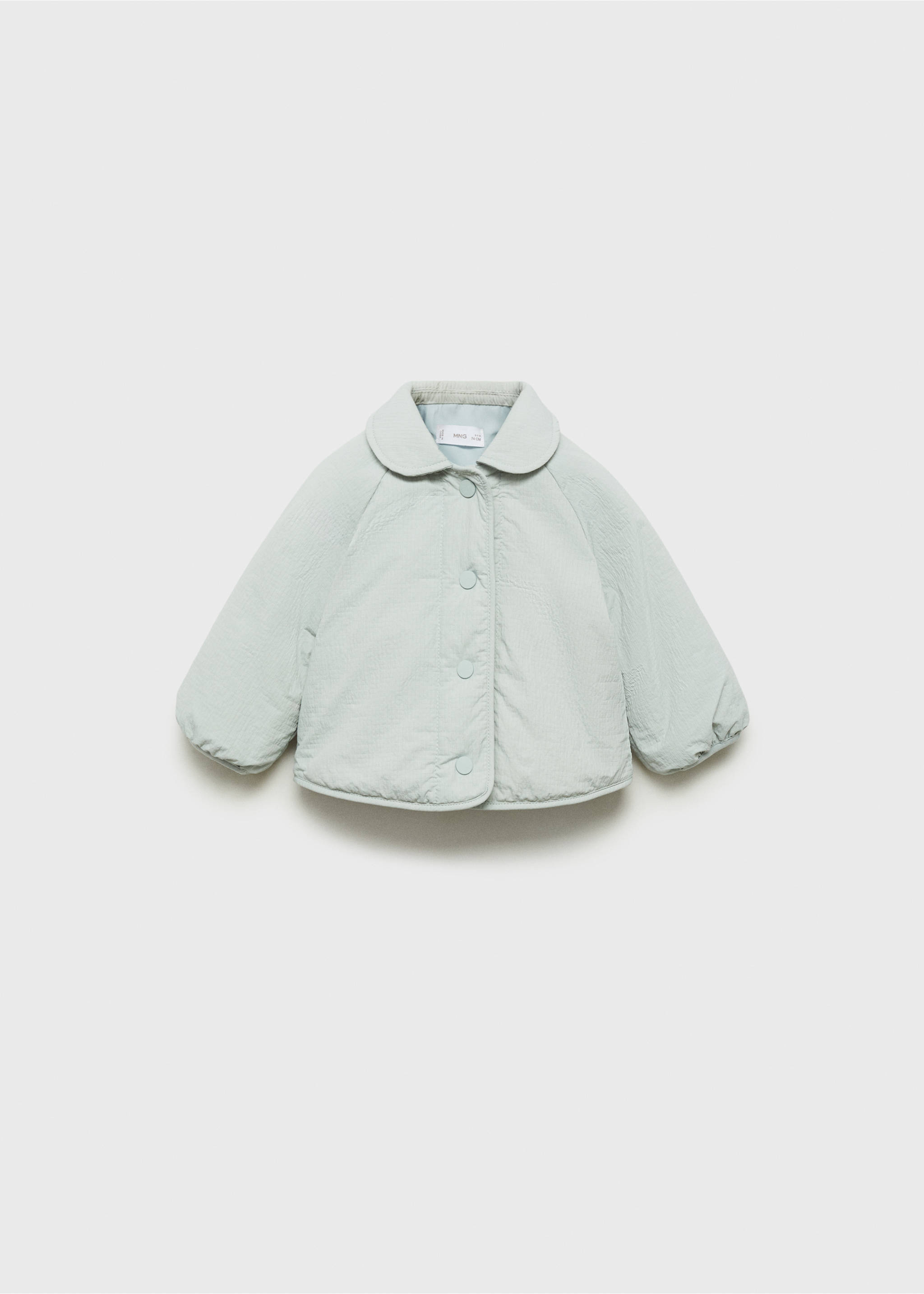 Quilted baby-collar coat - Article without model, Aqua Green. Ref: 87094397-00.