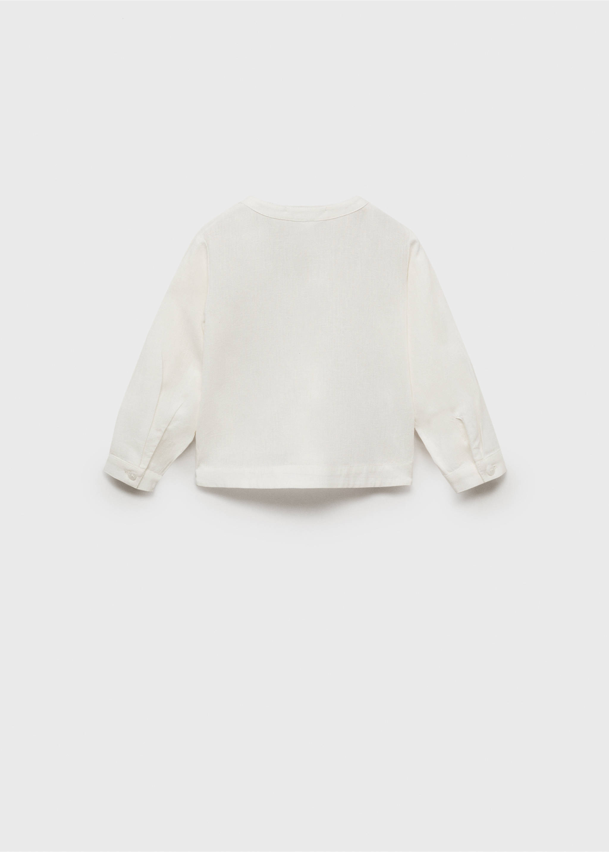 Košulja od pamuka i lana - Stražnji dio artikla, Bjeličasta. Ref: 87094399-00.