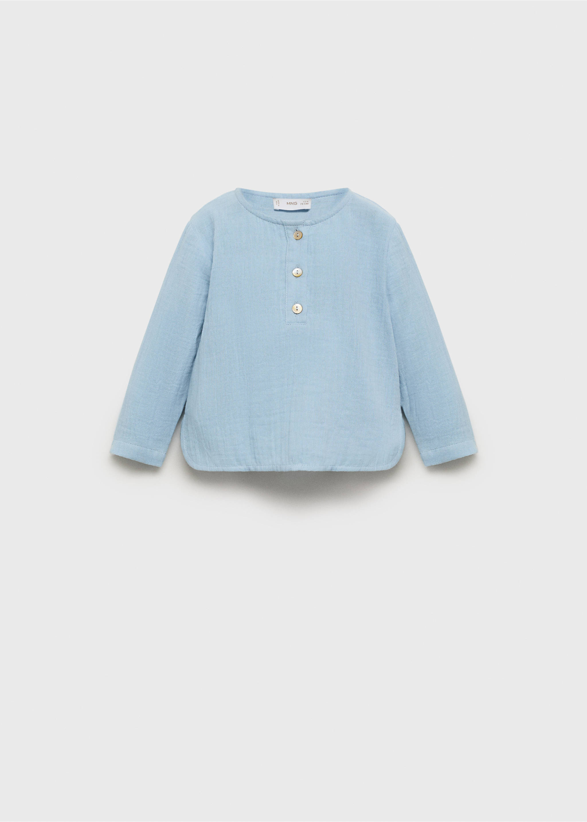 Cotton bambula shirt - Article without model, Sky Blue. Ref: 87094401-00.