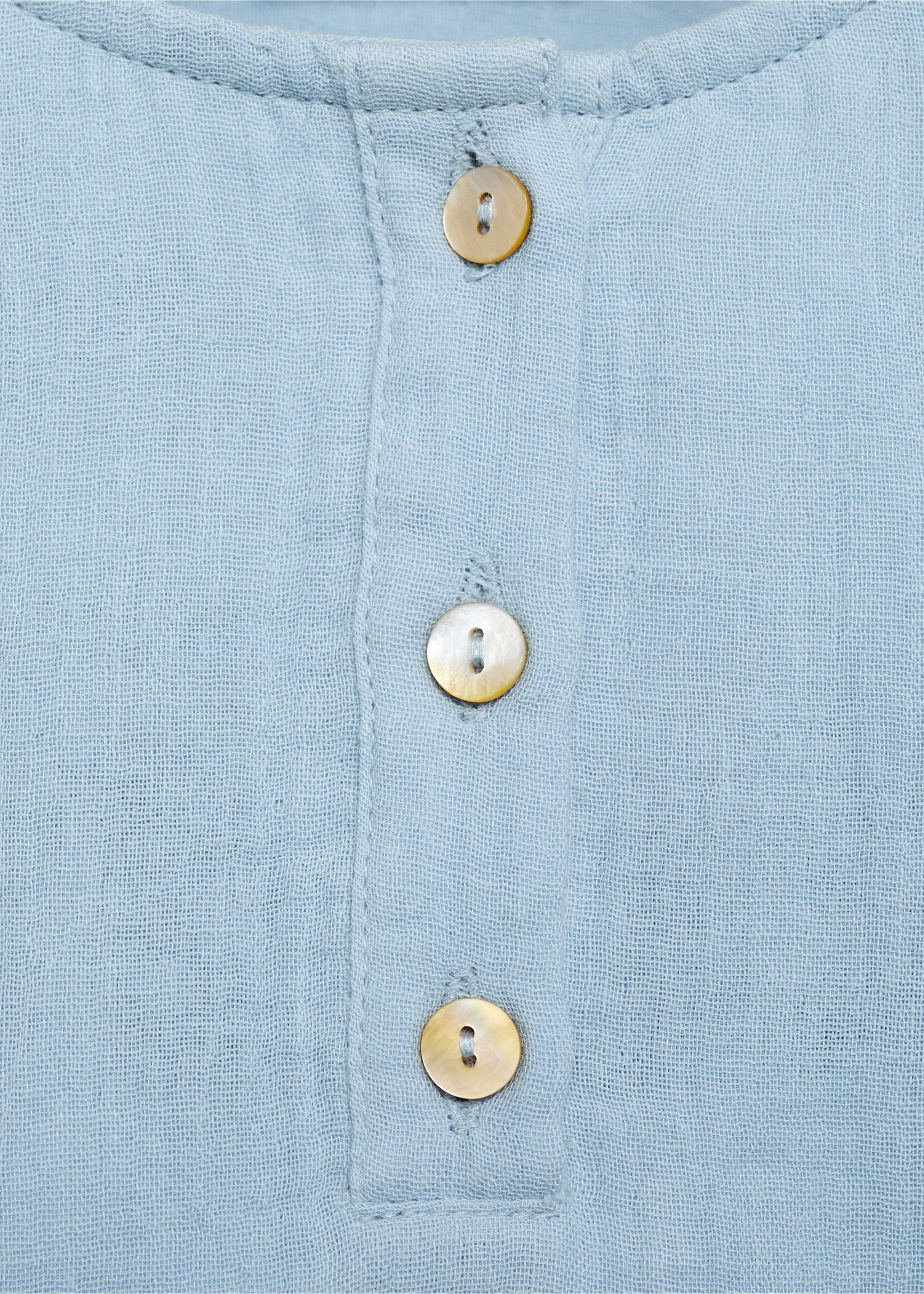 Cotton bambula shirt - Details of the article 8, Sky Blue. Ref: 87094401-00.