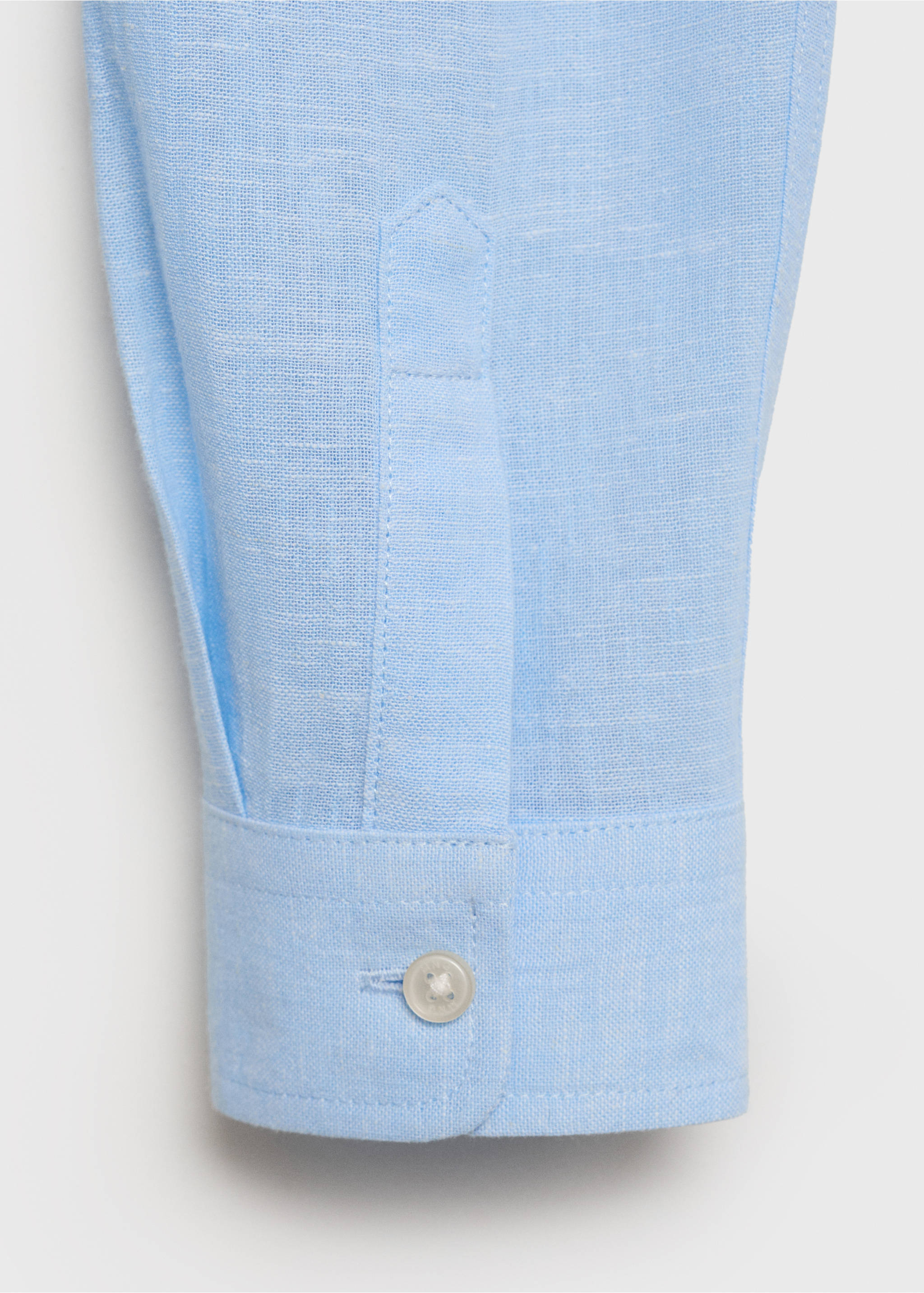 Camisa algodón lino cuello mao - Detalle del artículo 0, Azul celeste. Ref: 87094403-00.