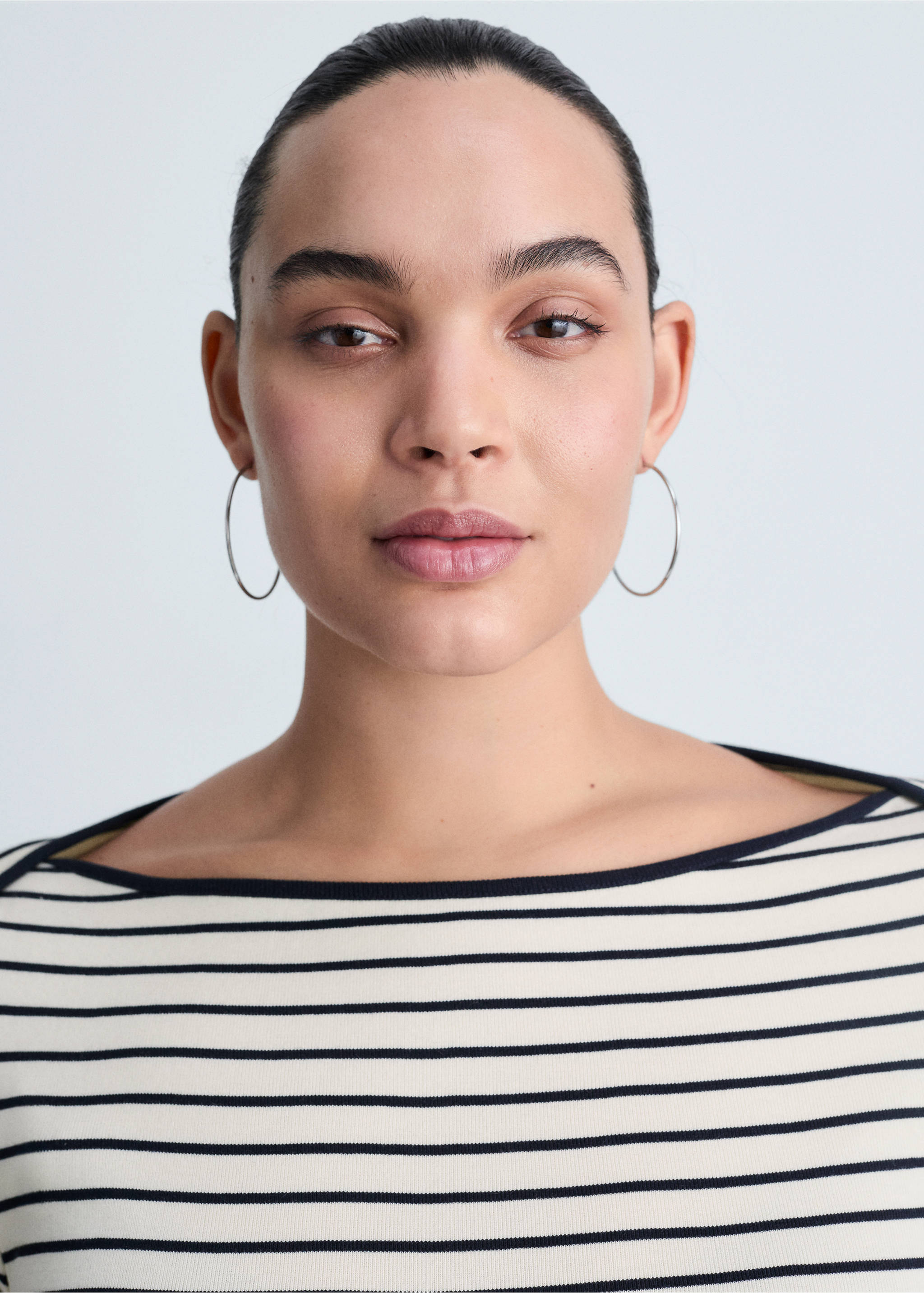 Striped boat-neck t-shirt - Details of the article 4, Off White. Ref: 87094416-00.