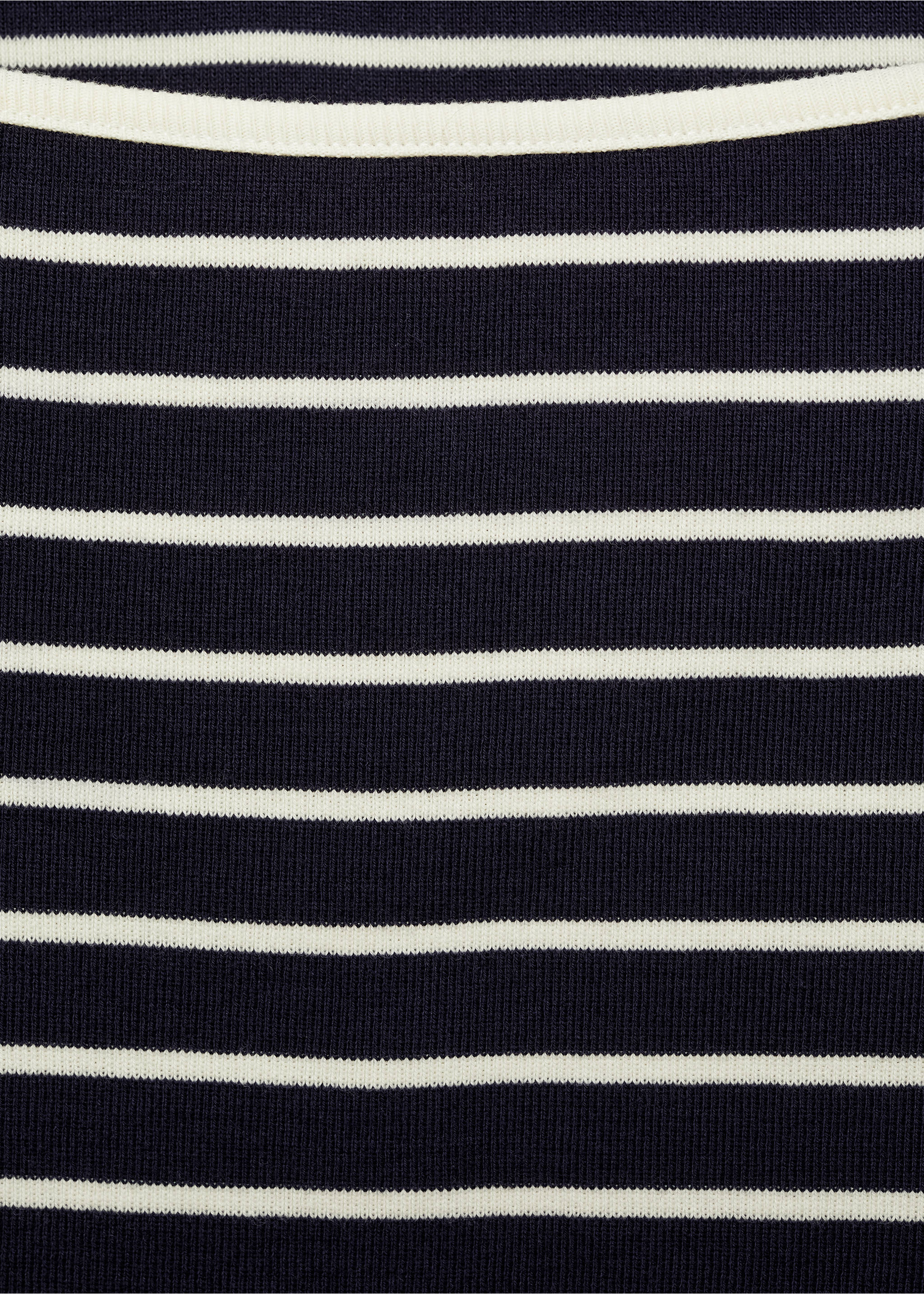 Gestreiftes T-Shirt mit Bateau-Ausschnitt - Detail des Artikels 8, Dunkles Marineblau. Ref: 87094416-00.