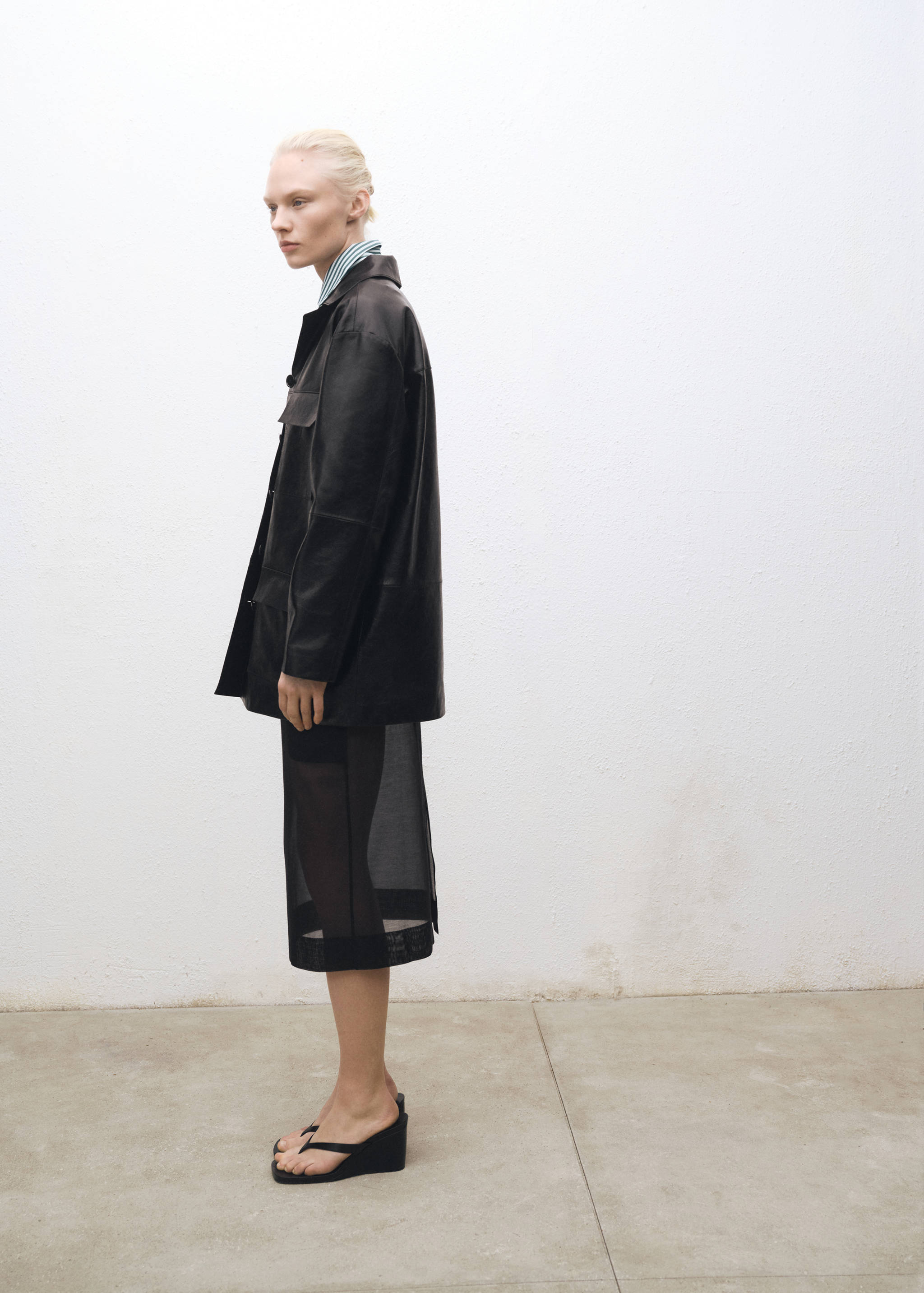 Fustă midi din mătase semitransparentă - Detaliu al articolului 1