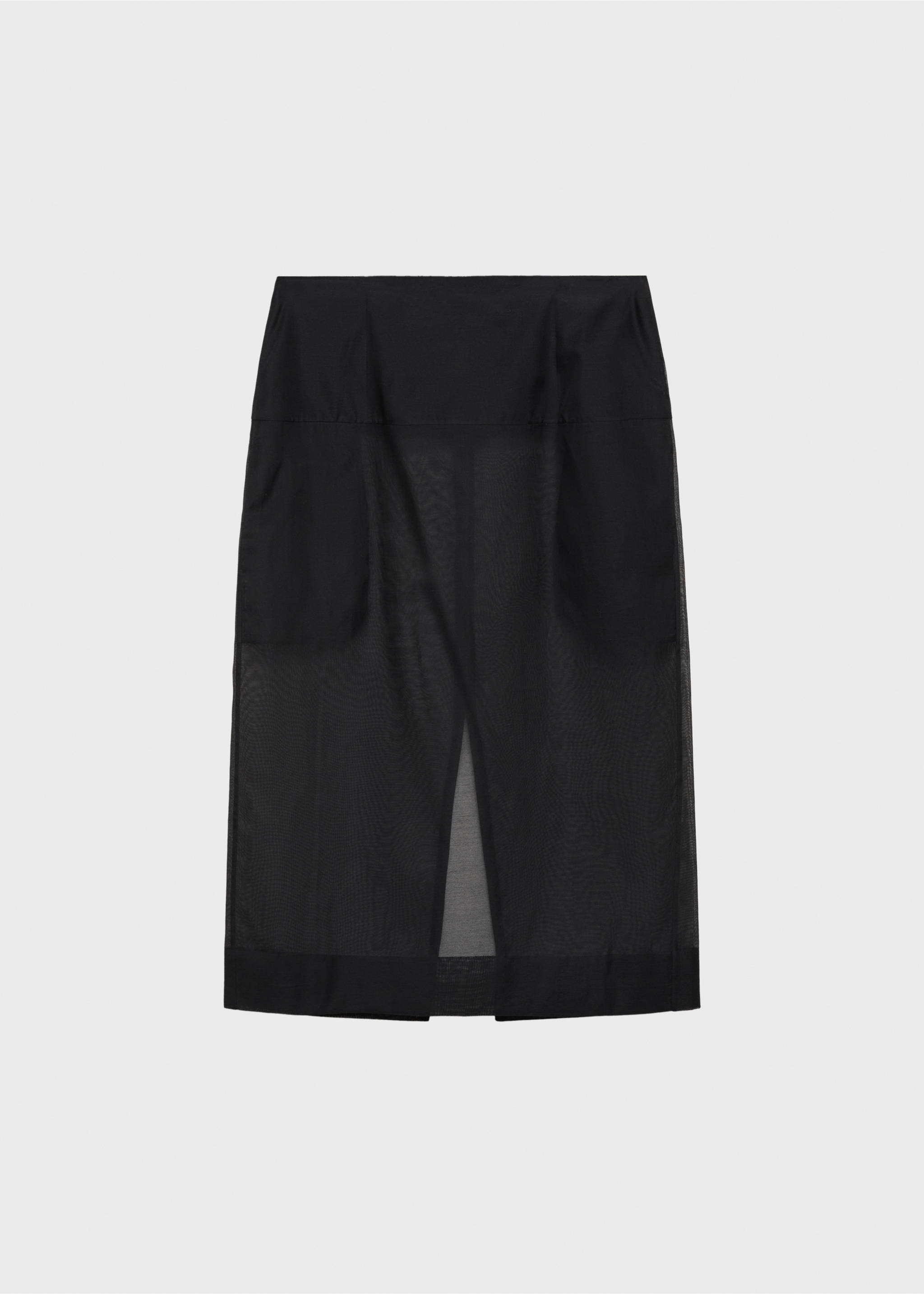 Semi-transparent silk midi-skirt - Article without model, Black. Ref: 87094418-00.