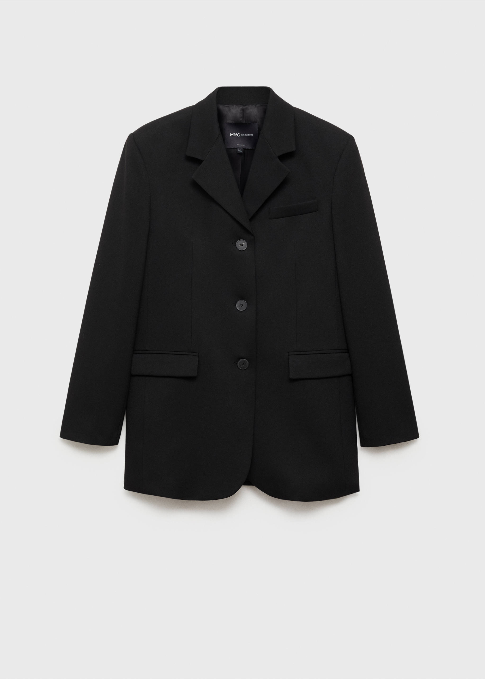 Rak kavaj med knappar - Artikel utan modell, Svart. Ref: 87094419-00.