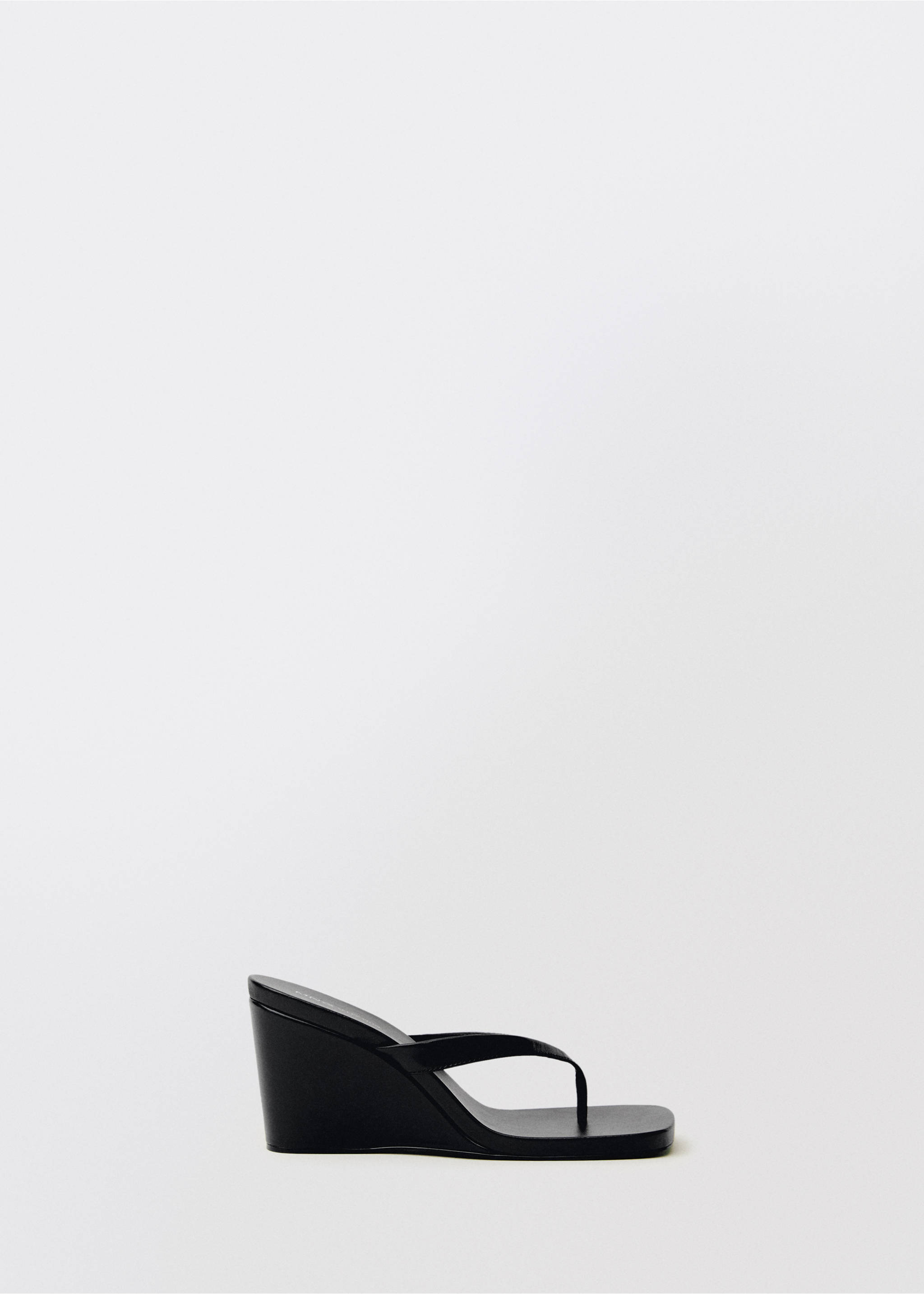 Wedge leather sandals - Article without model, Black. Ref: 87094422-00.