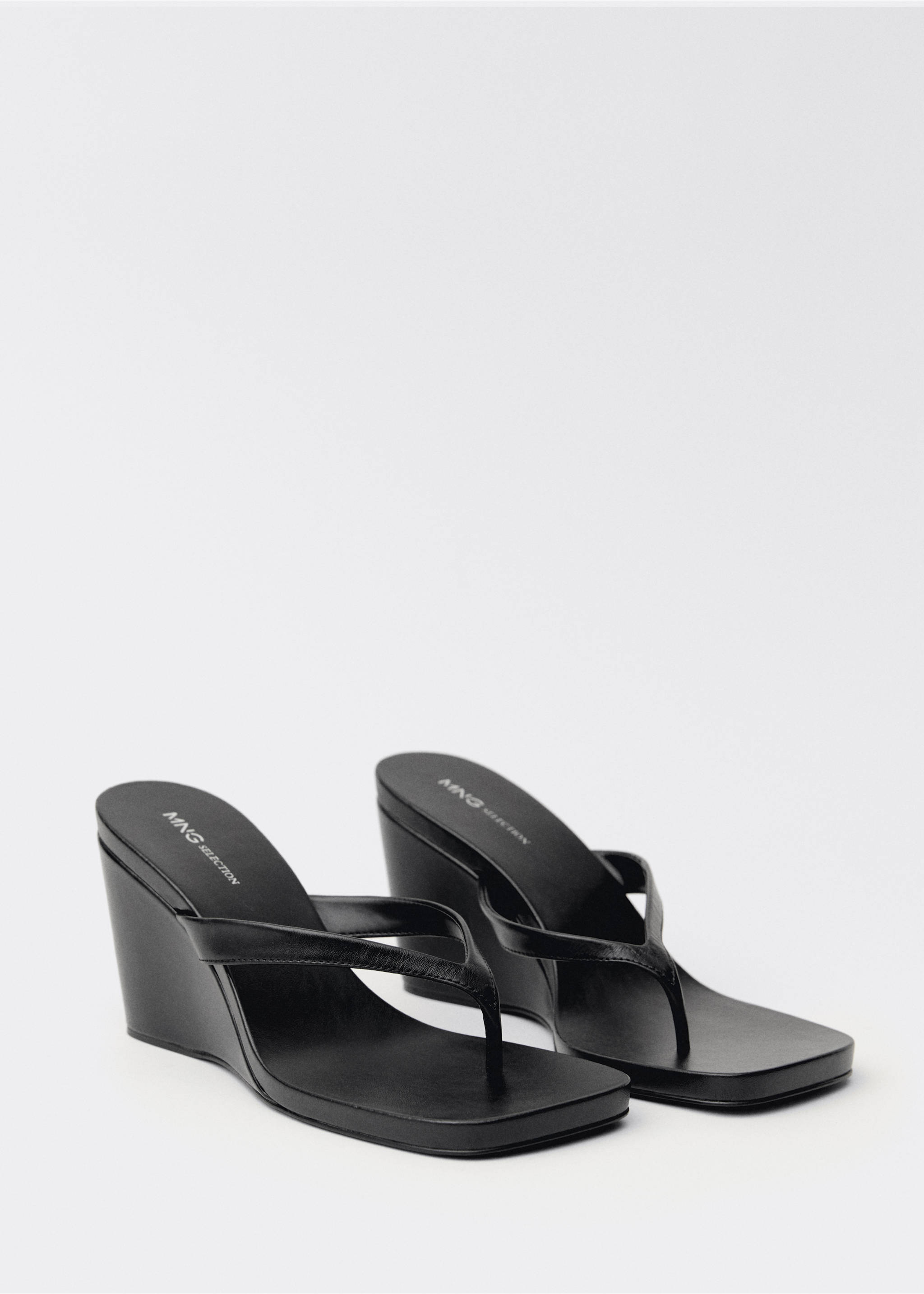 Wedge leather sandals - Medium plane, Black. Ref: 87094422-00.