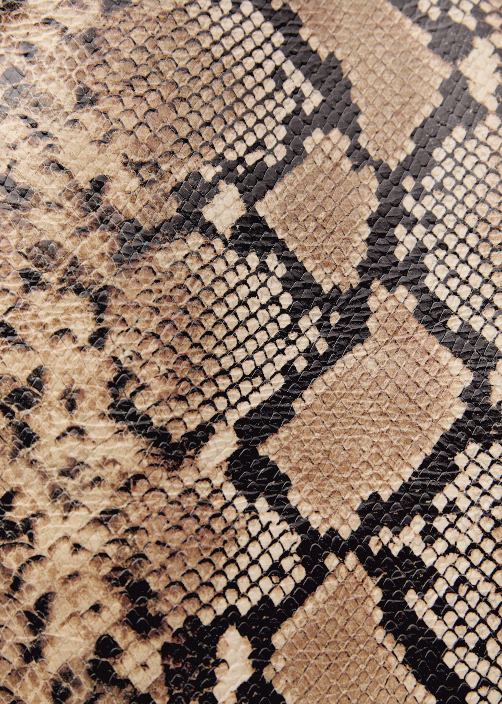 Animal-print leather bag with metal handle - Details of the article 3, Beige. Ref: 87094427-00.