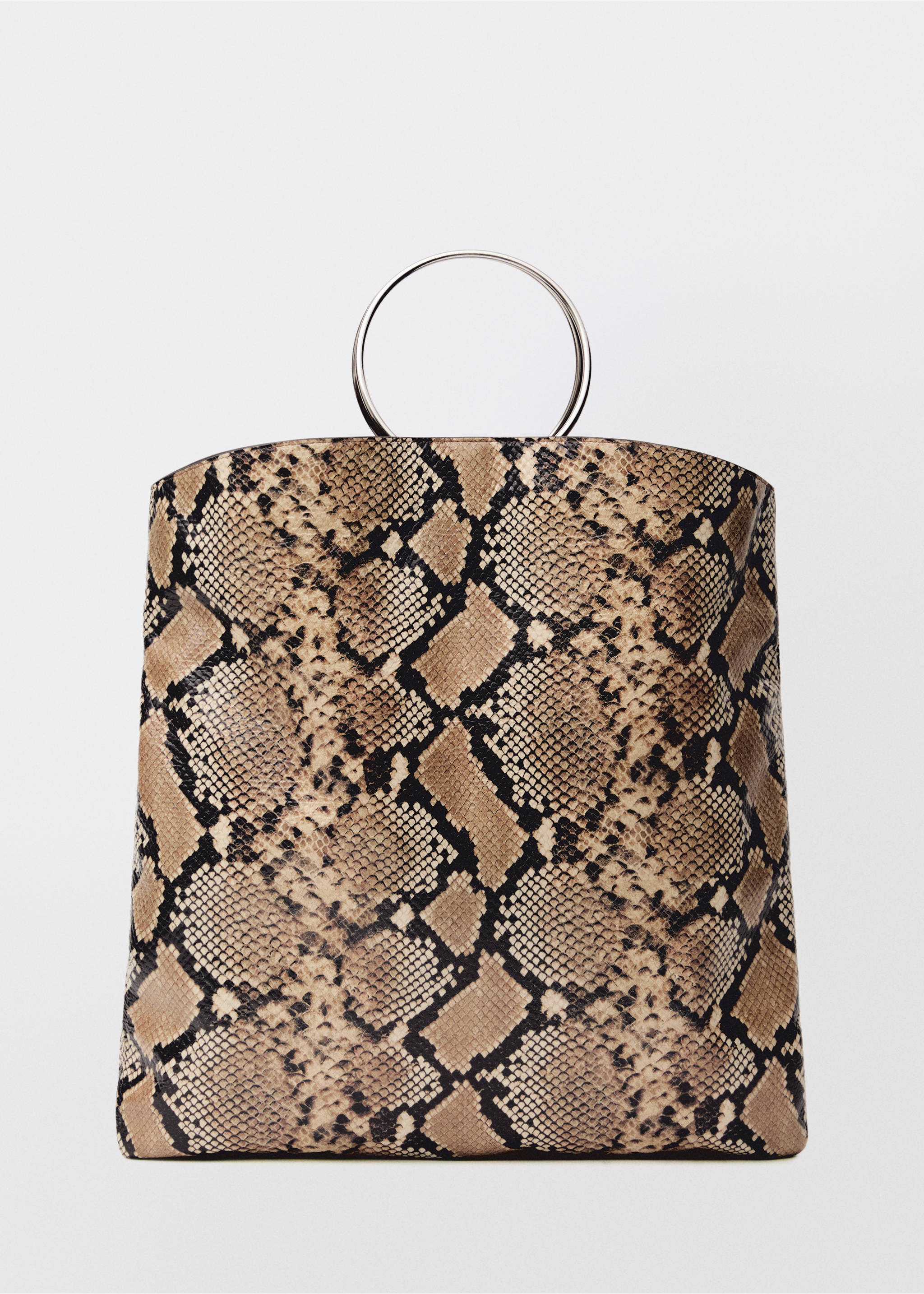 Animal-print leather bag with metal handle - Article without model, Beige. Ref: 87094427-00.