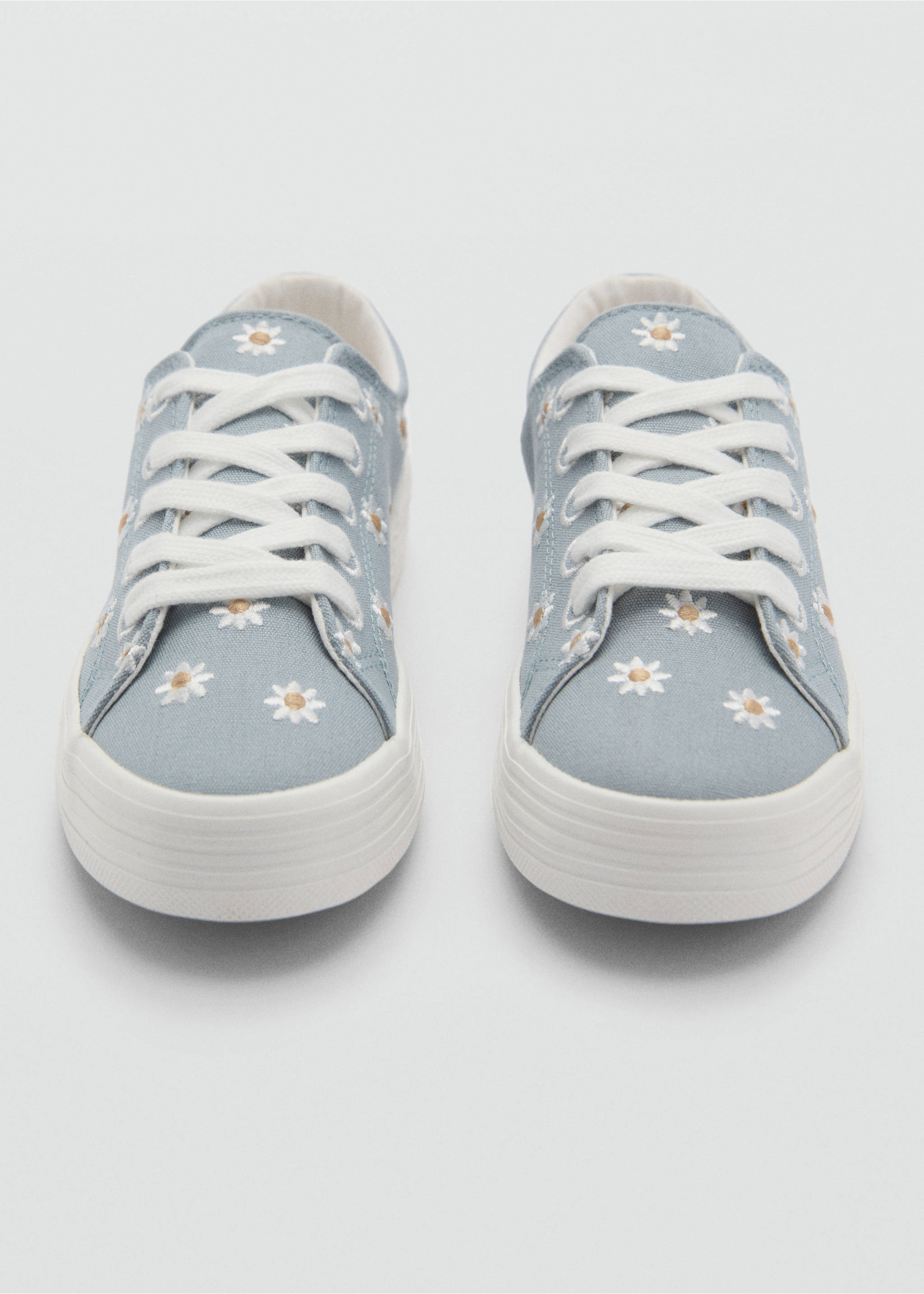 Floral-embroidered trainers - Details of the article 1, Sky Blue. Ref: 87094780-00.
