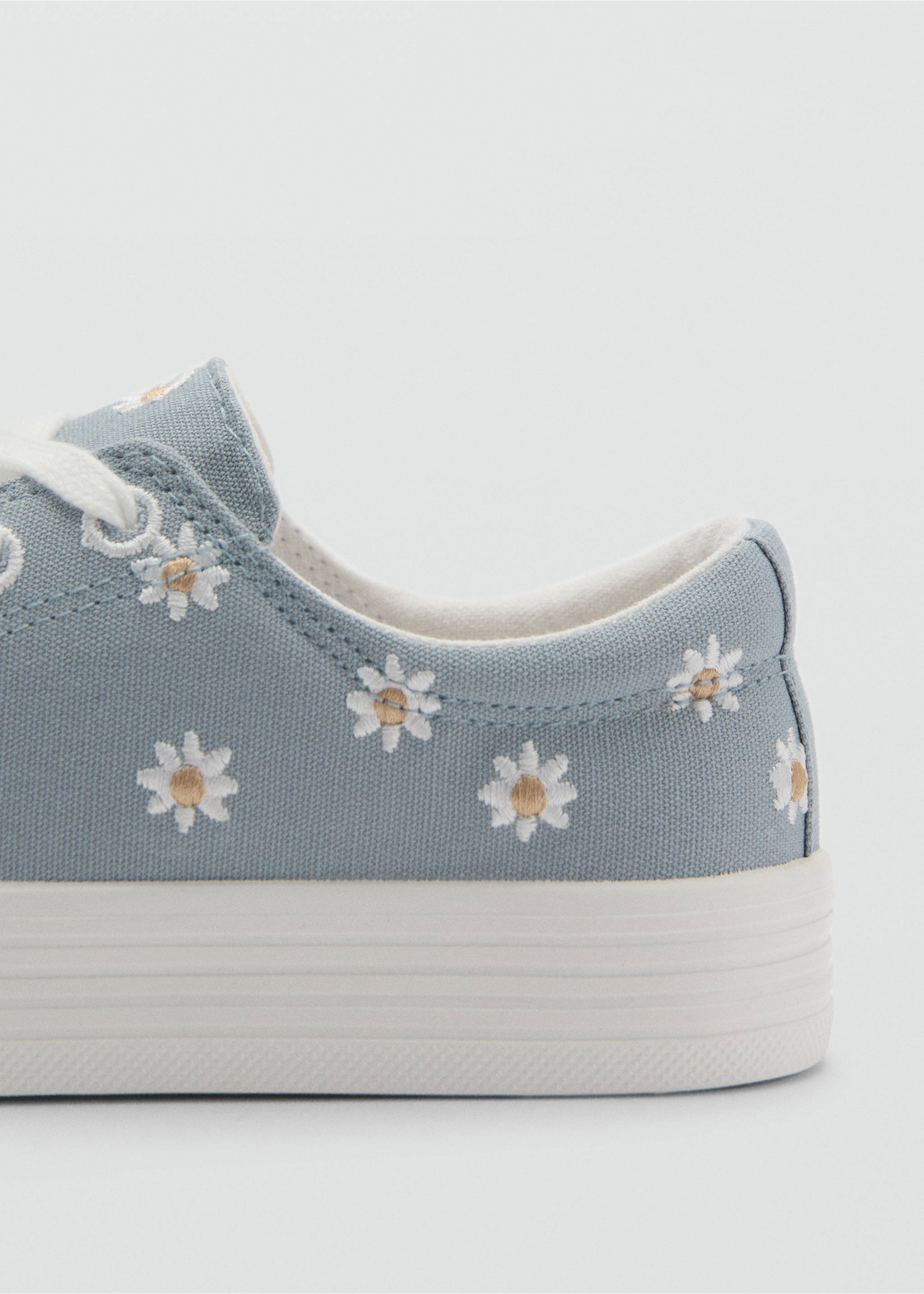 Floral-embroidered trainers - Details of the article 2, Sky Blue. Ref: 87094780-00.